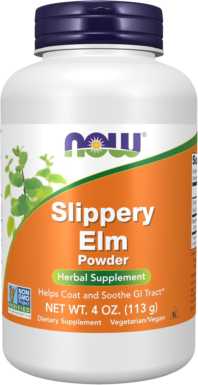 NOW Foods Slippery Elm Powder (Ulmus rubra), Non-GMO, 113 g