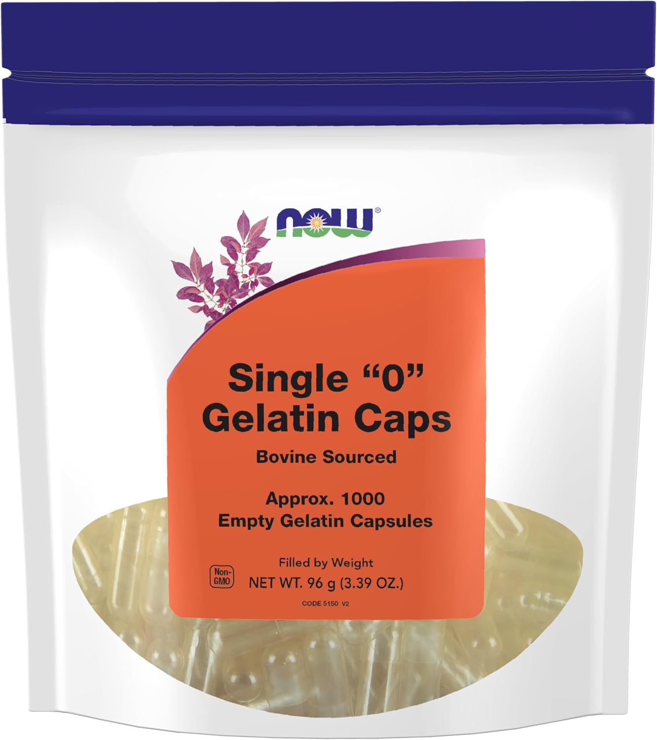 NOW Foods Empty Gelatin Capsules, Size "0", Bovine Source, 1,000 Capsules