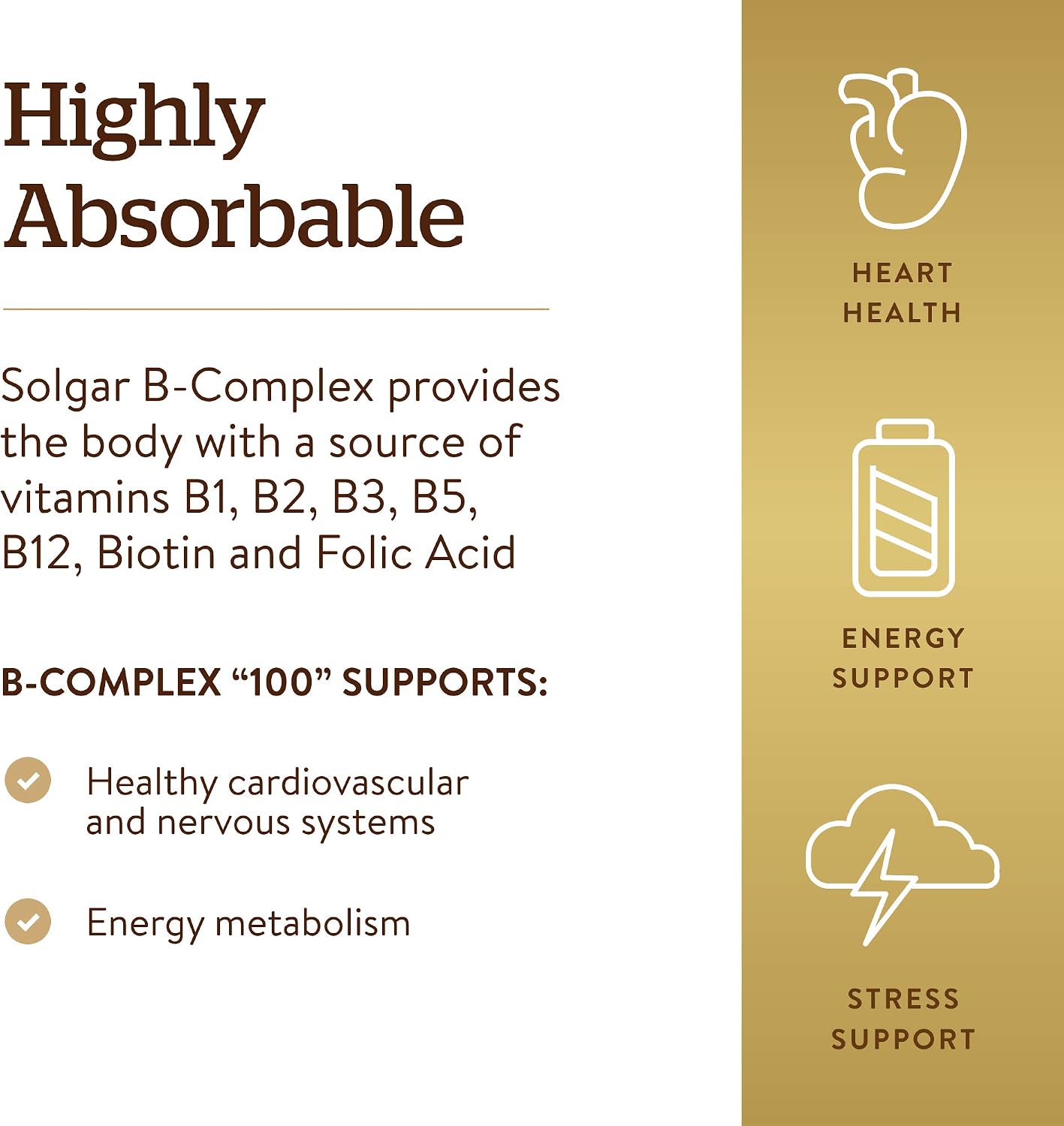 Solgar B-Complex 50, 100 Vegetable Capsules - Energy Metabolism, Nervous System & Cardiovascular Support