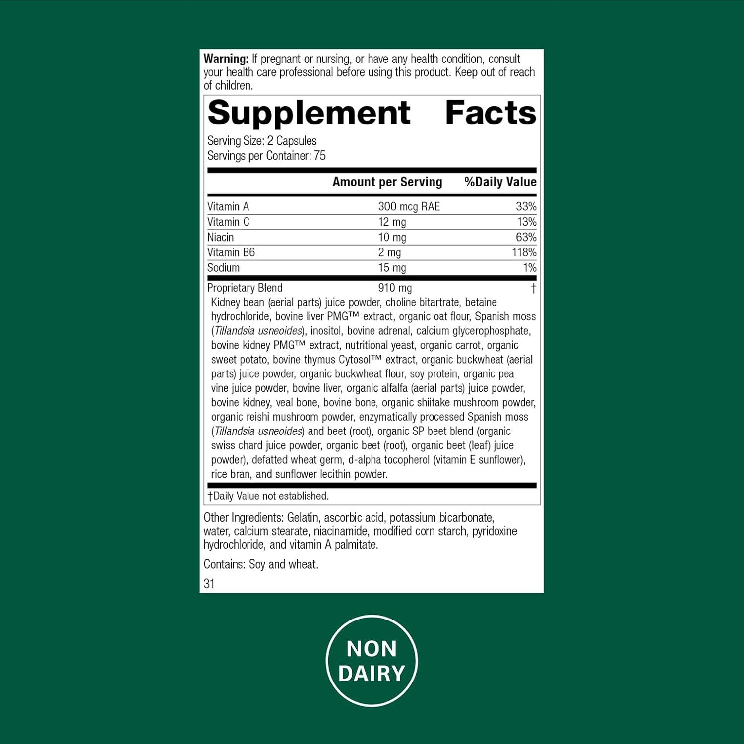 Standard Process Albaplex Liver & Immune Health Dietary Supplement – Non-Dairy – 150 Capsules