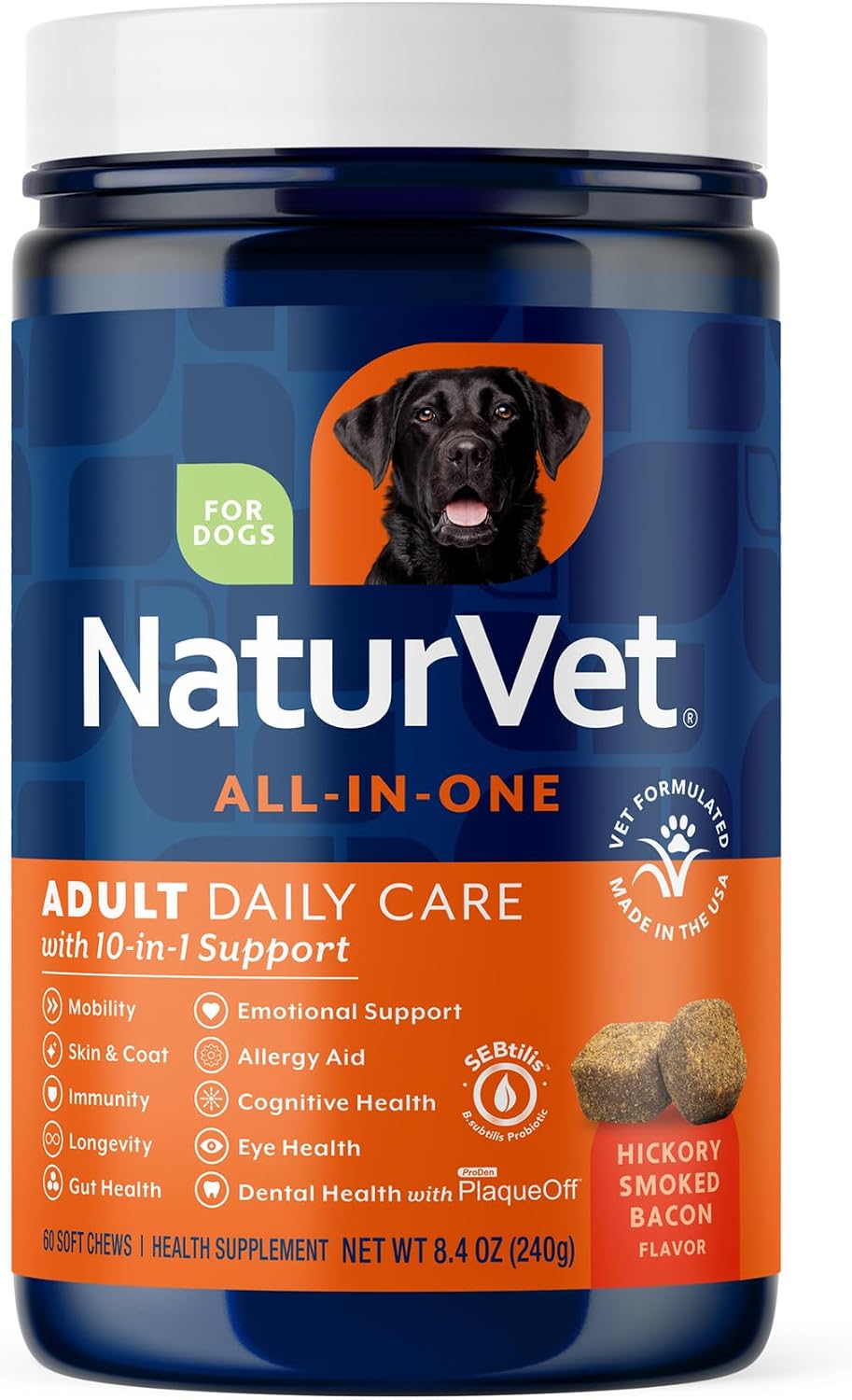 NaturVet All-in-One Dog Supplement – Joint Support, Digestion, Skin & Coat – Dog Multivitamins with Omega-3,6,9 – Wheat-Free Powder – 370 g