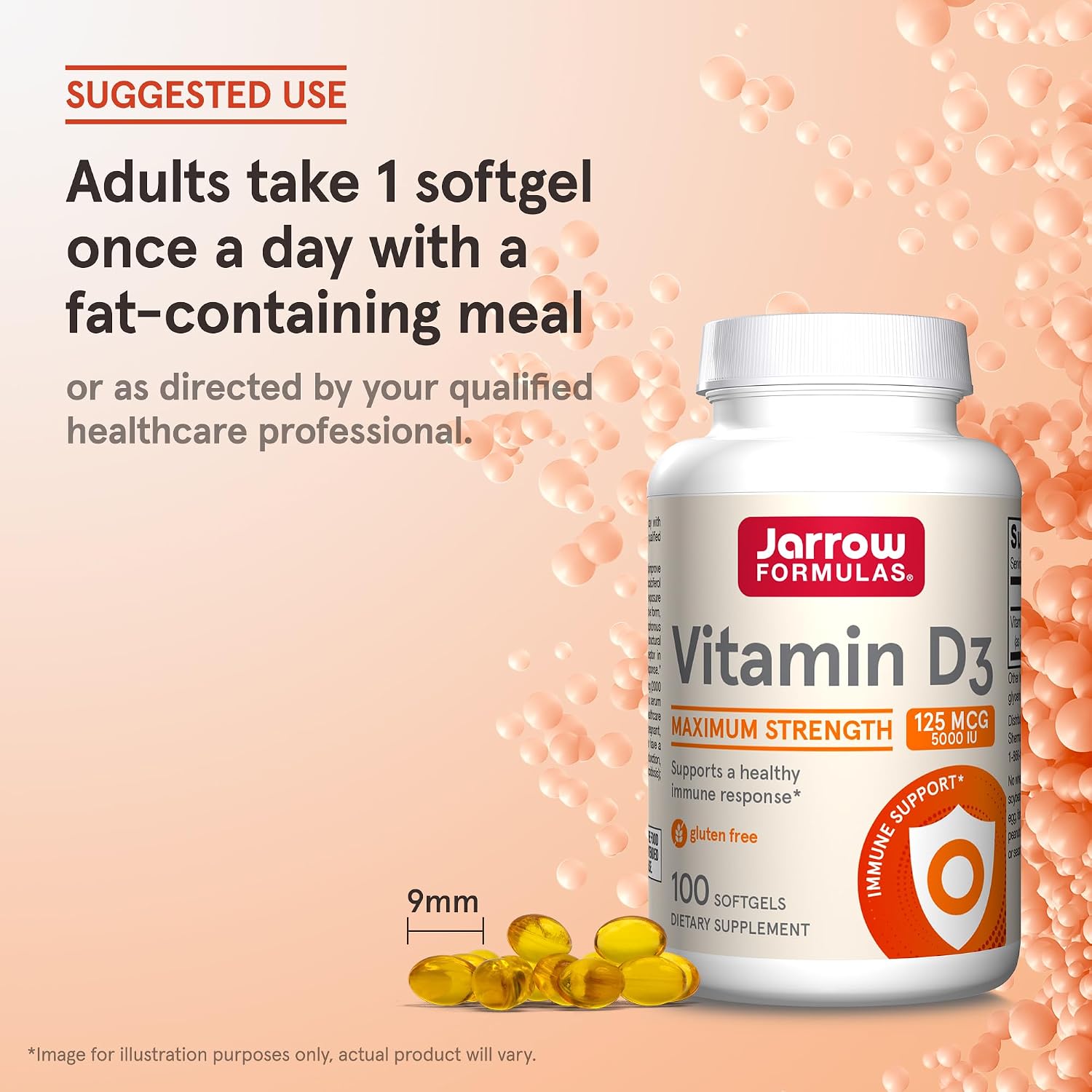 Jarrow Formulas Vitamin D3 125 mcg (5,000 IU) Softgels - 100 Count