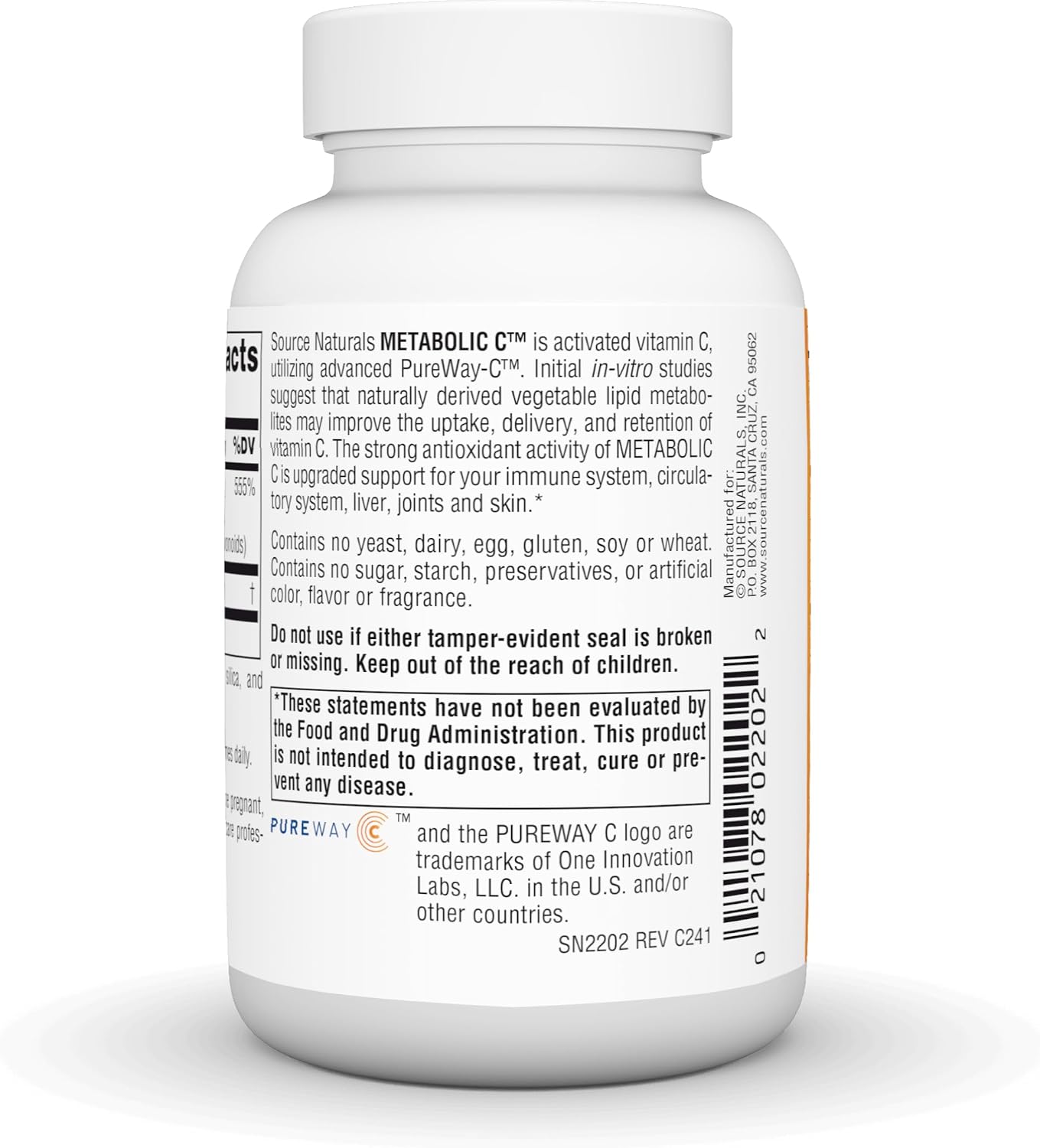 Source Naturals Metabolic C, Optimised Vitamin C, 500 mg - 90 Capsules