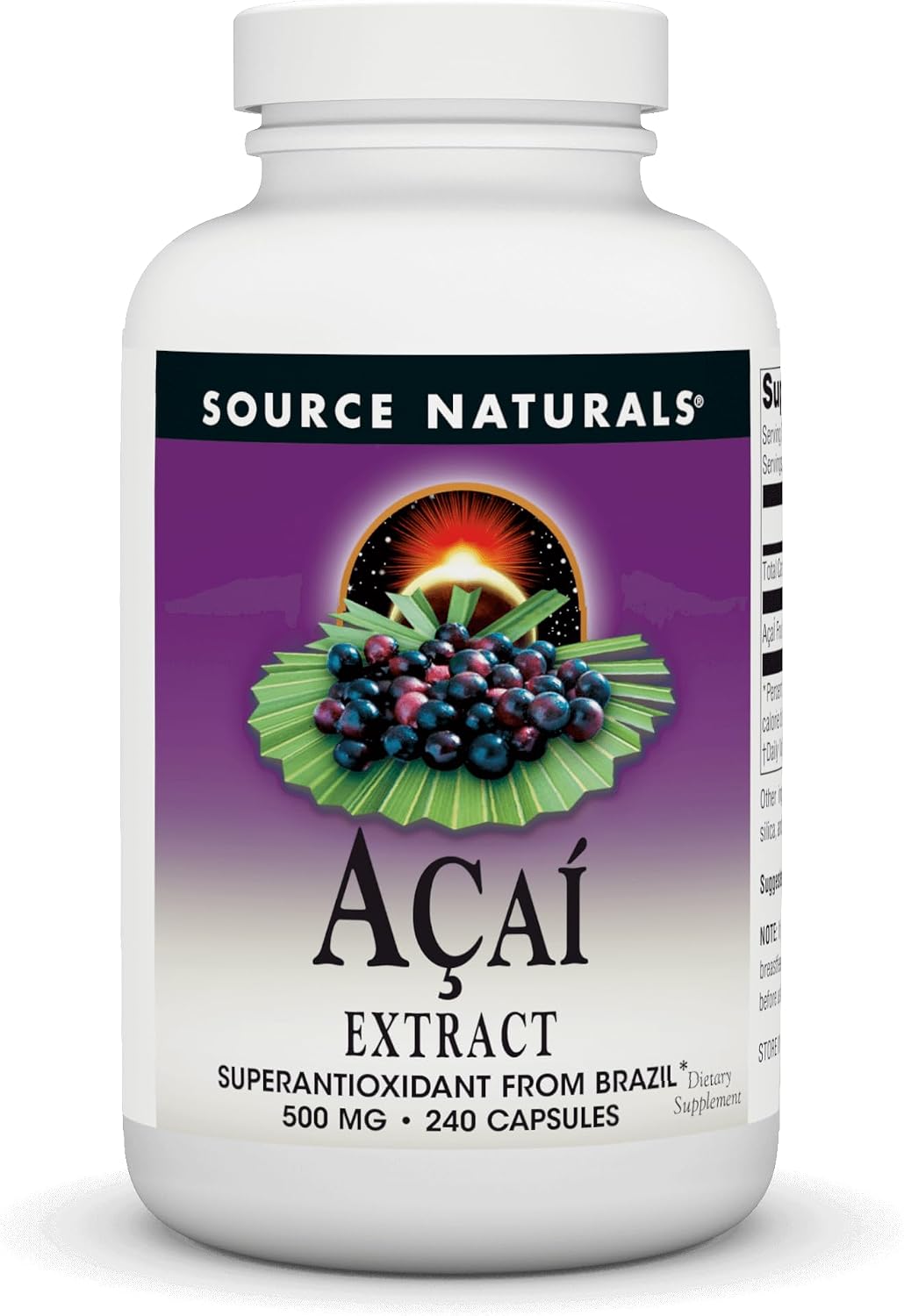 Source Naturals Acai Extract, Superantioxidant from Brazil* – 500 mg – 240 Vegetarian Capsules