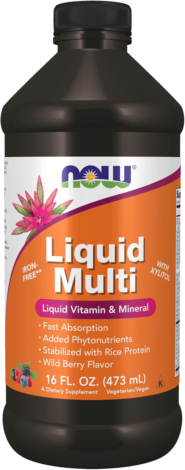 NOW Foods Liquid Multi, Fast-Absorbing Liquid Vitamin & Mineral, Wild Berry Flavour, 16 fl oz (473 ml)
