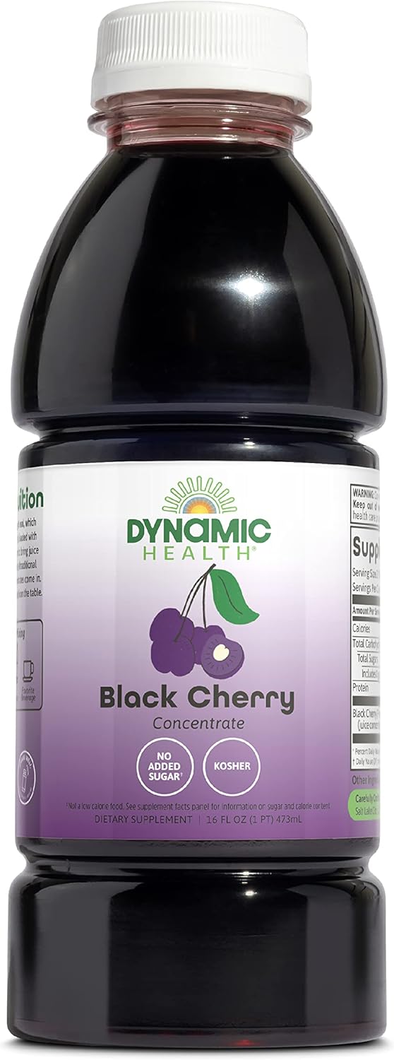 Dynamic Health 100% Pure Black Cherry Juice Concentrate – Antioxidant & Joint Support, 16 fl oz (473 mL)