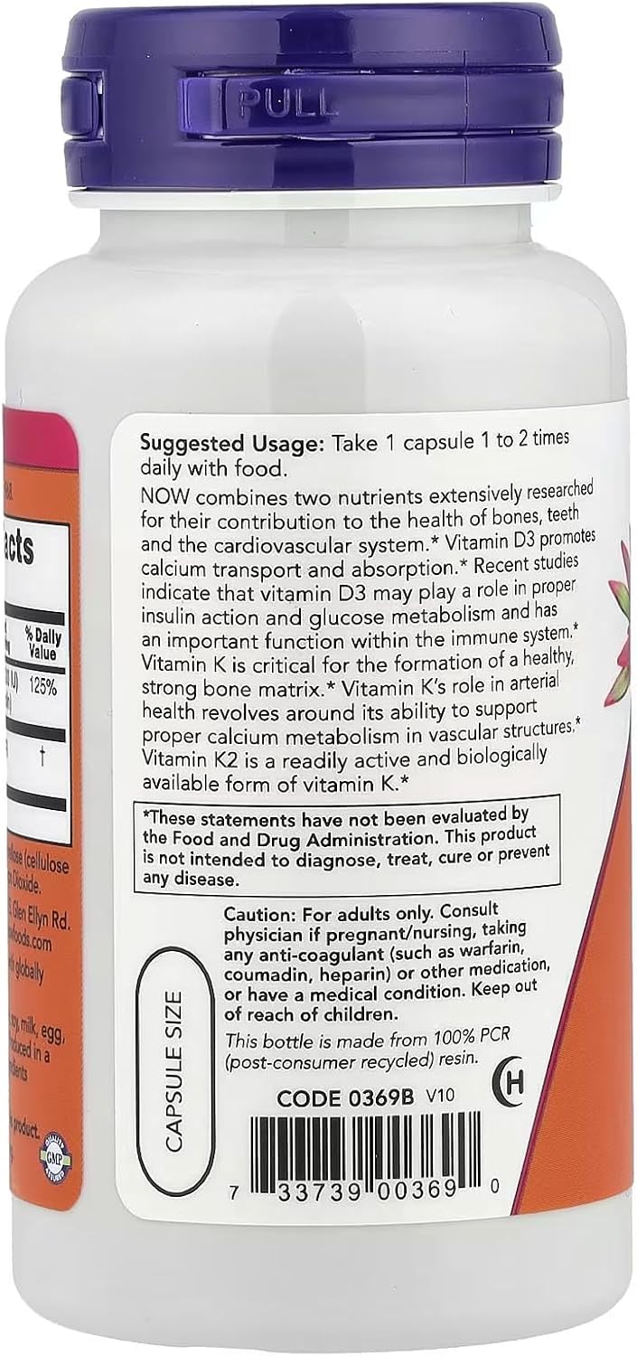 Vitamin D-3 & K-2 120 Veg Caps (Pack of 2)