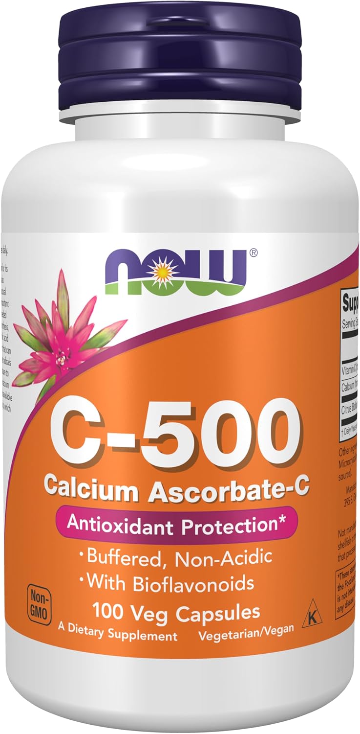 NOW Foods Vitamin C-500 Calcium Ascorbate – Buffered Vitamin C, 100 Veg Capsules