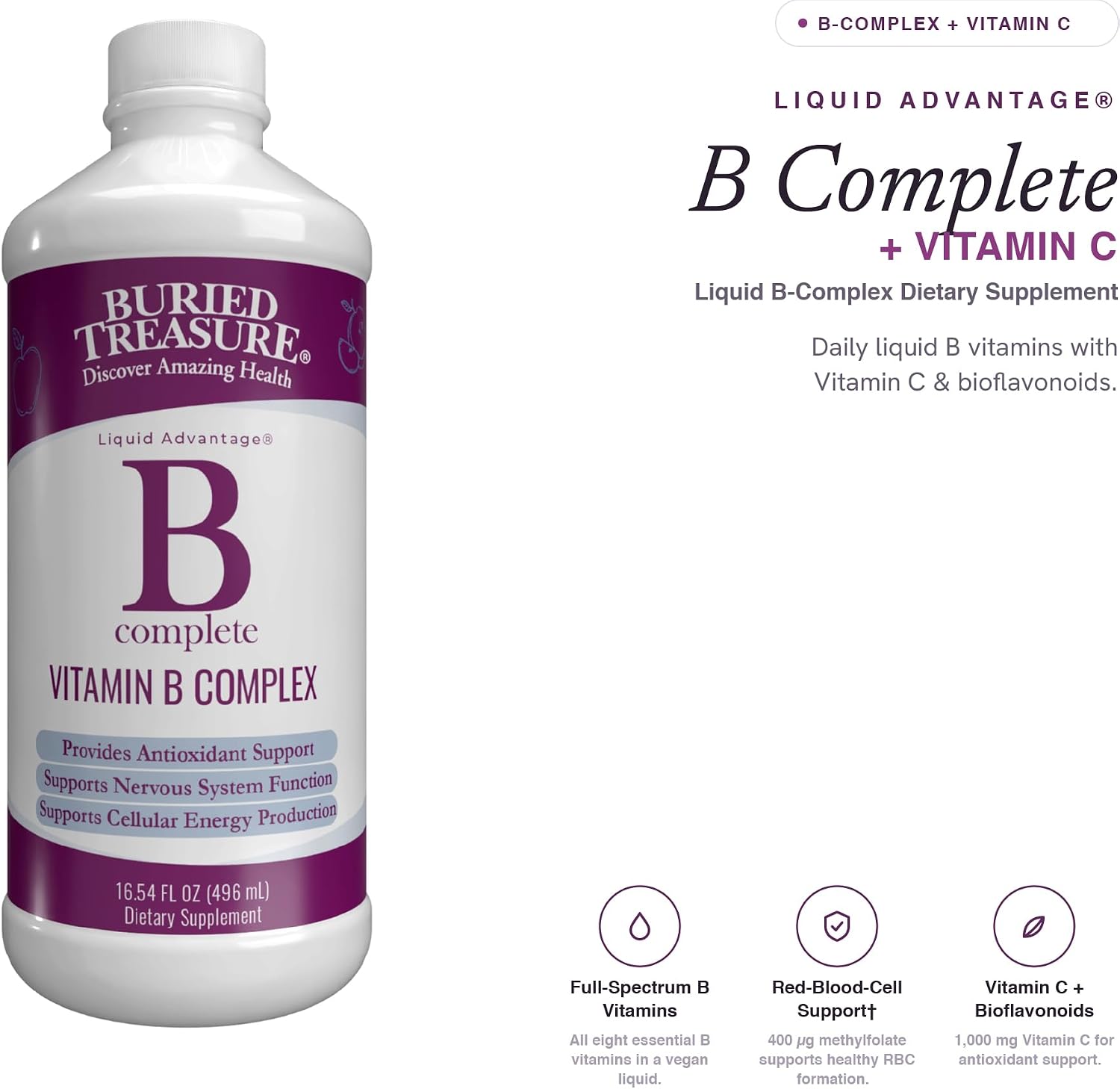 Buried Treasure B Complete - Liquid Methylated B-Complex, 16 fl oz (473 mL)
