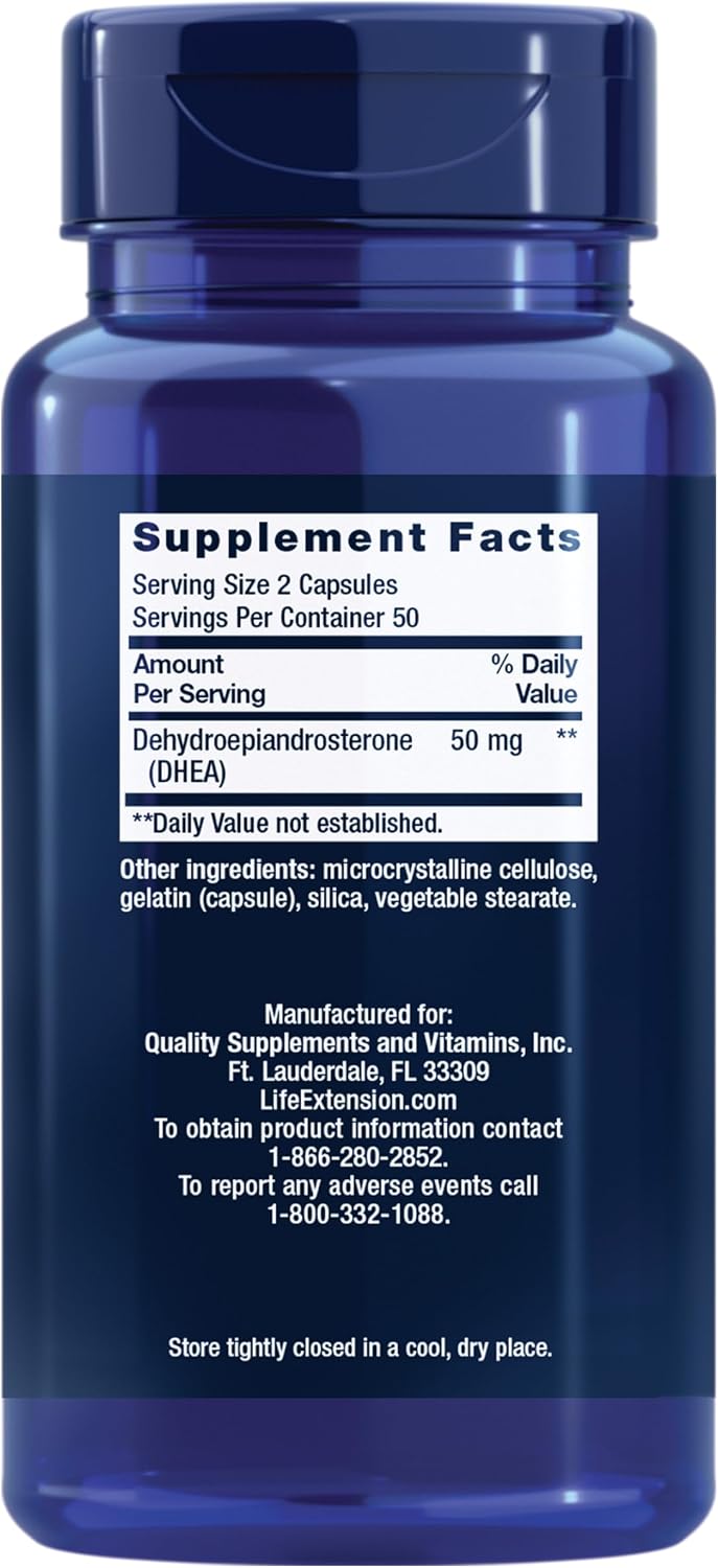 Life Extension DHEA 25 mg – Hormone Balance Support, 100 Capsules
