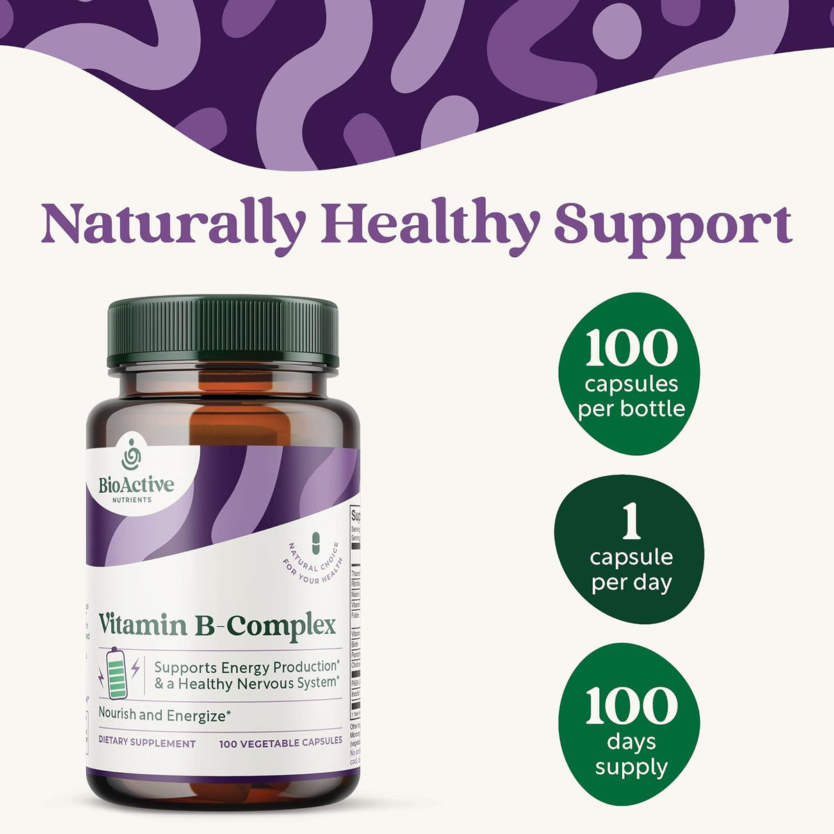 Bioactive Nutrients Vitamin B Complex – 100 Vegetable Capsules - görsel 3