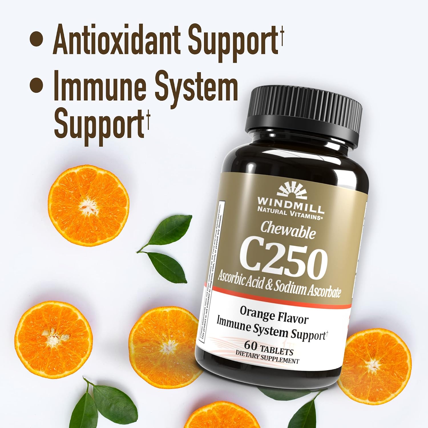 Windmill Vitamin C 250mg Chewable Tablets, Tangerine Flavour, 60 Count