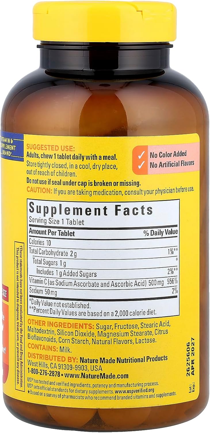 Nature Made Chewable Vitamin C 500 mg Tablets, Orange Flavour, 450 Count (Pack of 3)