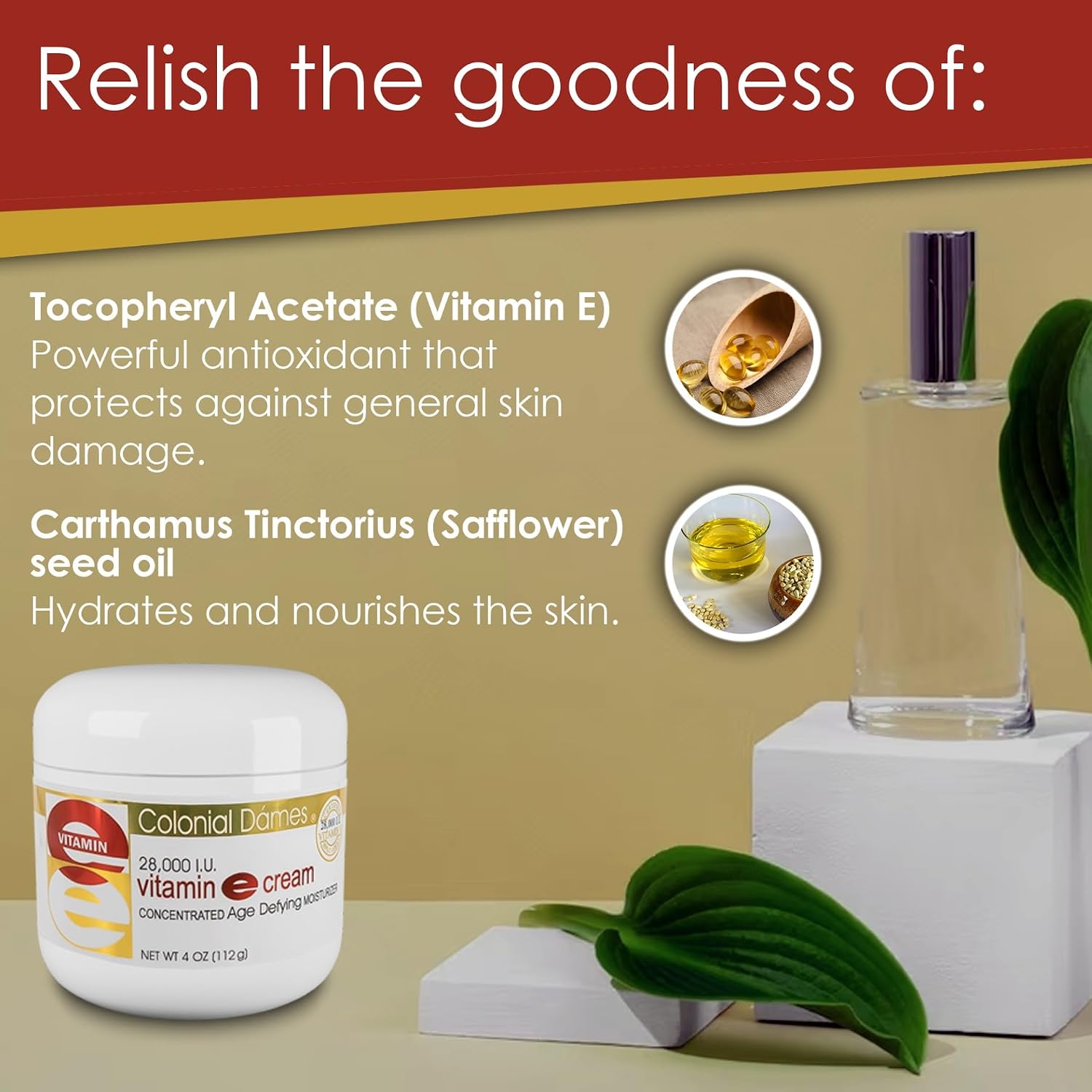 Colonial Dames Concentrated Vitamin E Moisturising Cream - 28,000 I.U. for Dry Skin & Fine Lines