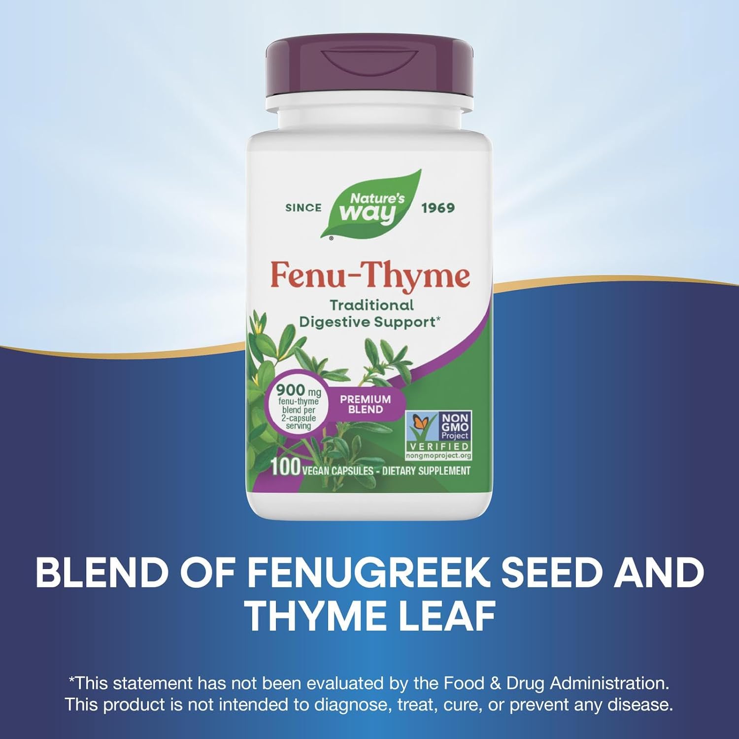 Nature's Way Fenu-Thyme, 900 mg per Serving, 100 Veg Capsules