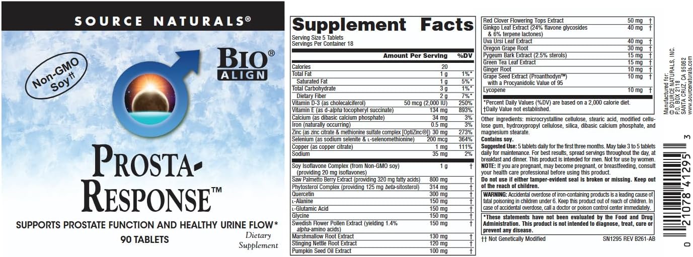 Source Naturals Prosta-Response – Supports Prostate Function and Healthy Urine Flow* – 90 Tablets