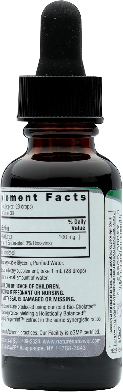 Nature's Answer Rhodiola Root, Alcohol-Free, 30 mL (1 oz)