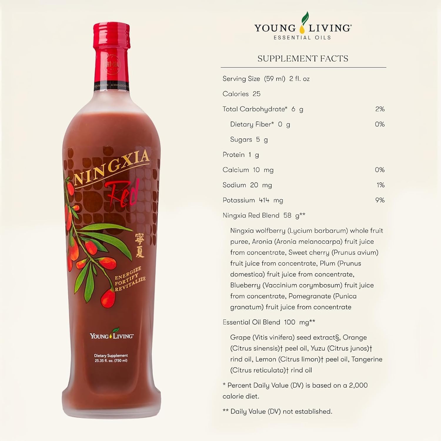 Young Living NingXia Red Antioxidant Beverage - Superfruit with Wolfberry, Blueberry & Pomegranate, 750 mL (2-Pack)