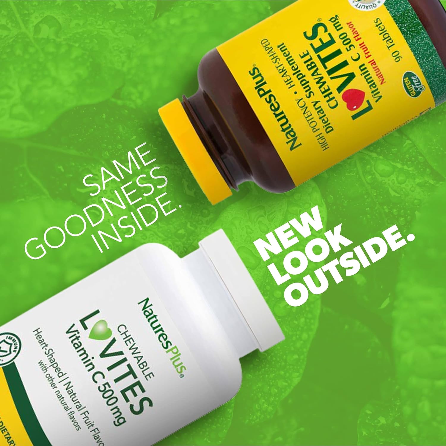 NaturesPlus Lovites Chewable Vitamin C - 500mg, Natural Fruit Flavour, 90 Heart-Shaped Tablets