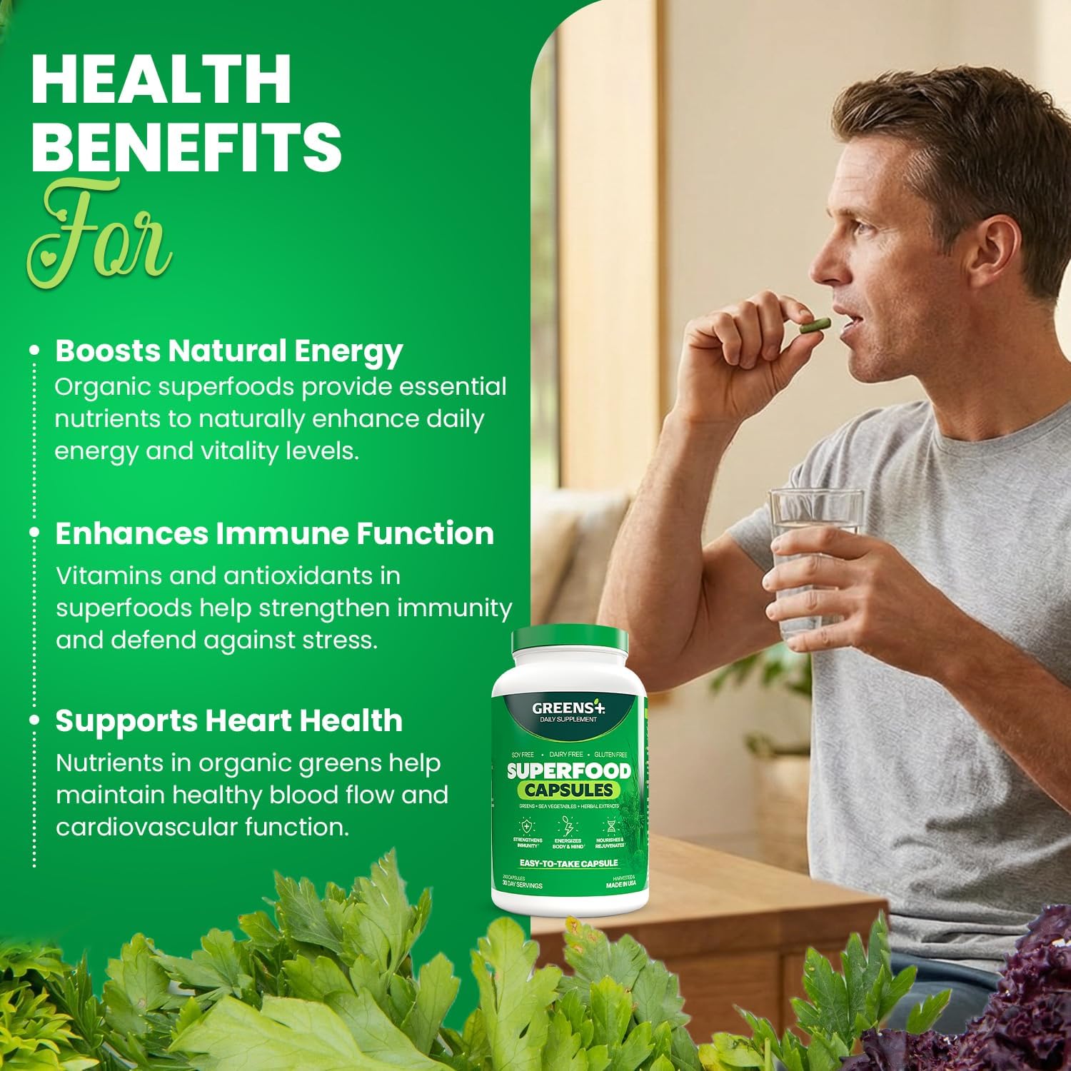 Greens+ Organic Superfood Capsules – 240 Capsules