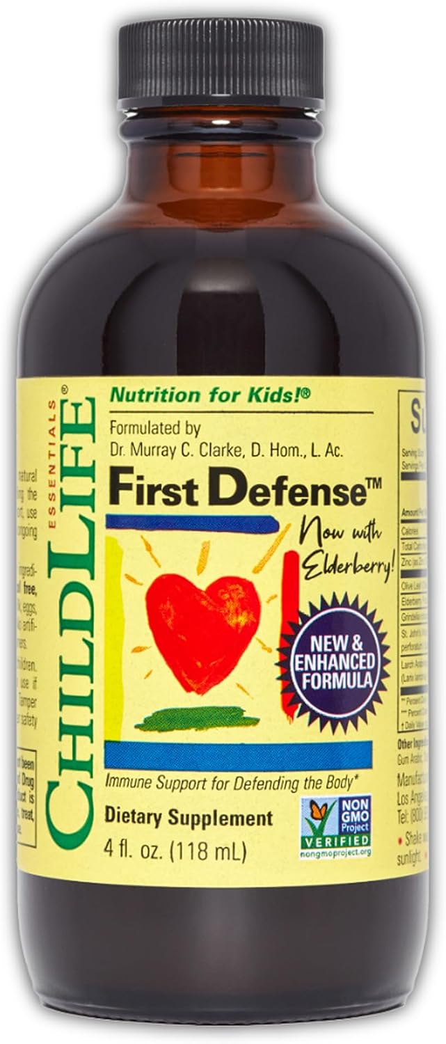 CHILDLIFE ESSENTIALS First Defense - Children's Immune Support Liquid with Elderberry & Zinc, 118 mL