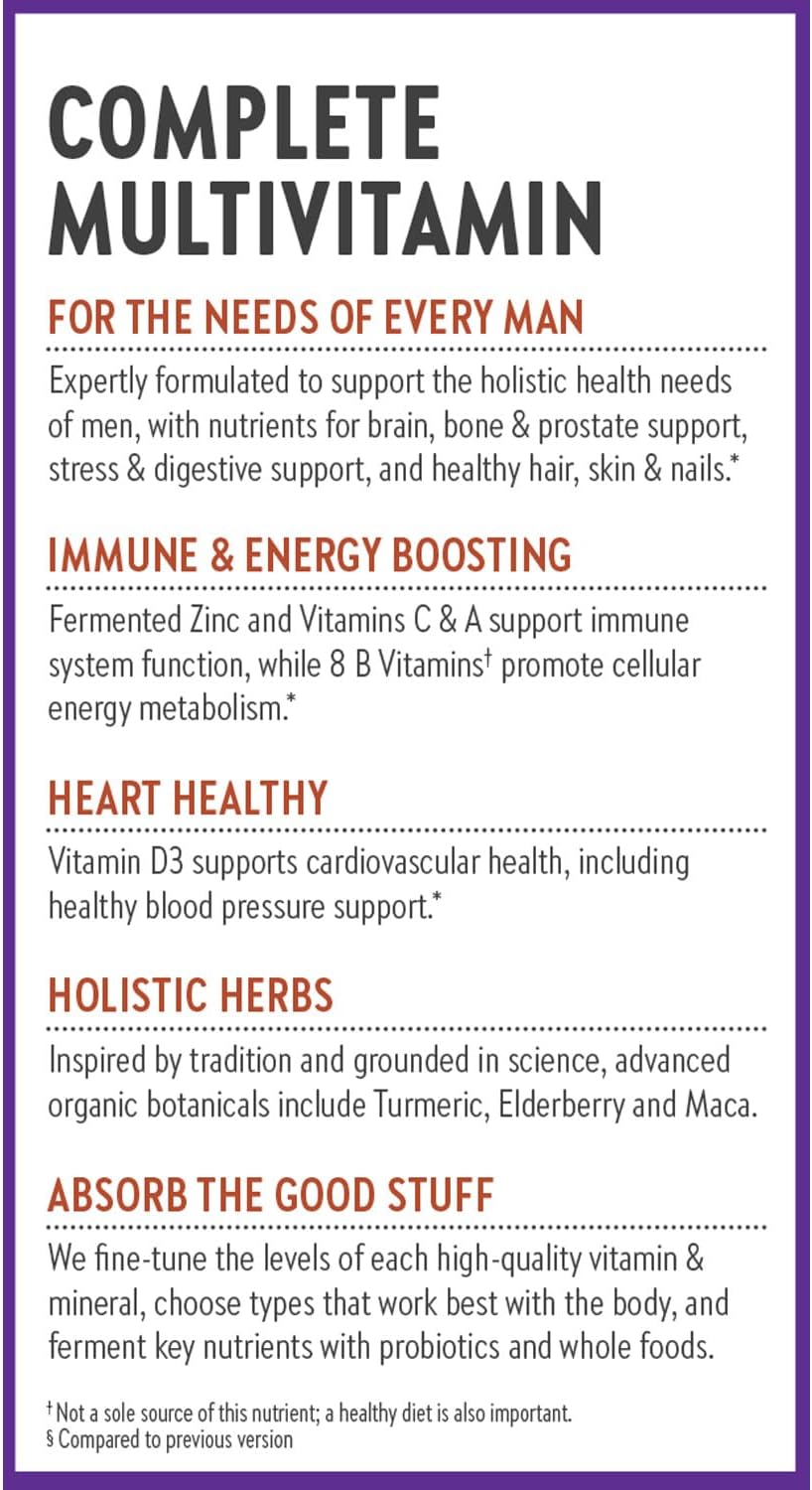 New Chapter Every Man's One Daily Multivitamin - May Help Support Immune, Energy & Bone Health* - Fermented, Organic, Vegetarian - 72 Tablets