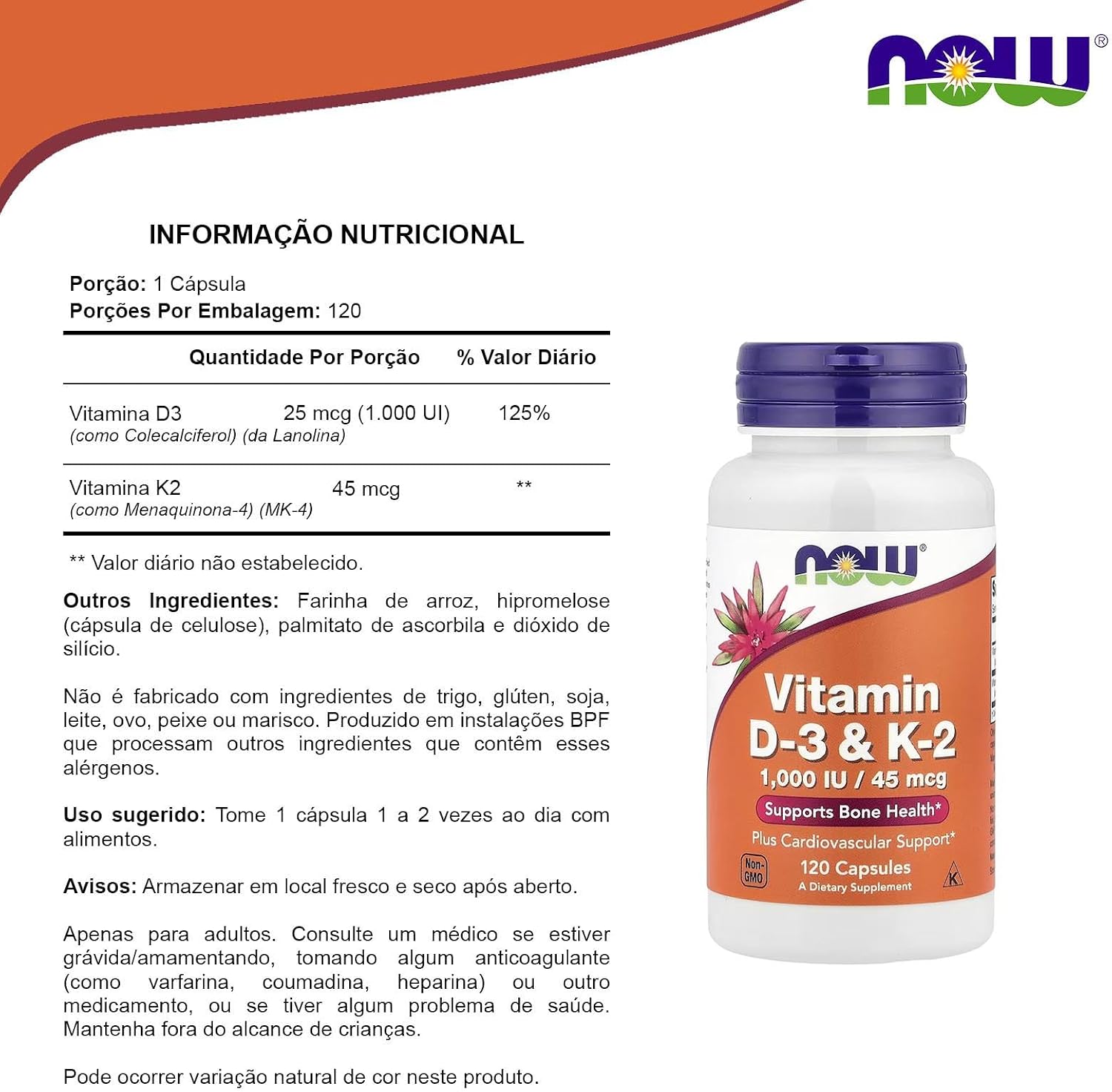 Vitamin D-3 & K-2 120 Veg Caps (Pack of 2)