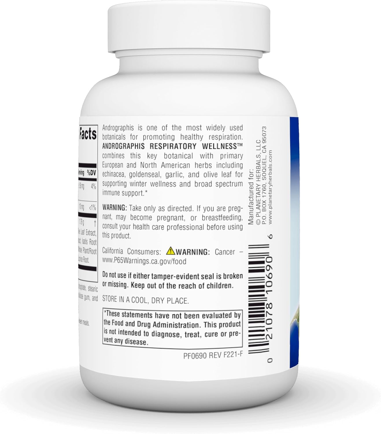Planetary Herbals Andrographis Respiratory Support Nutritional Supplement, 60 Count