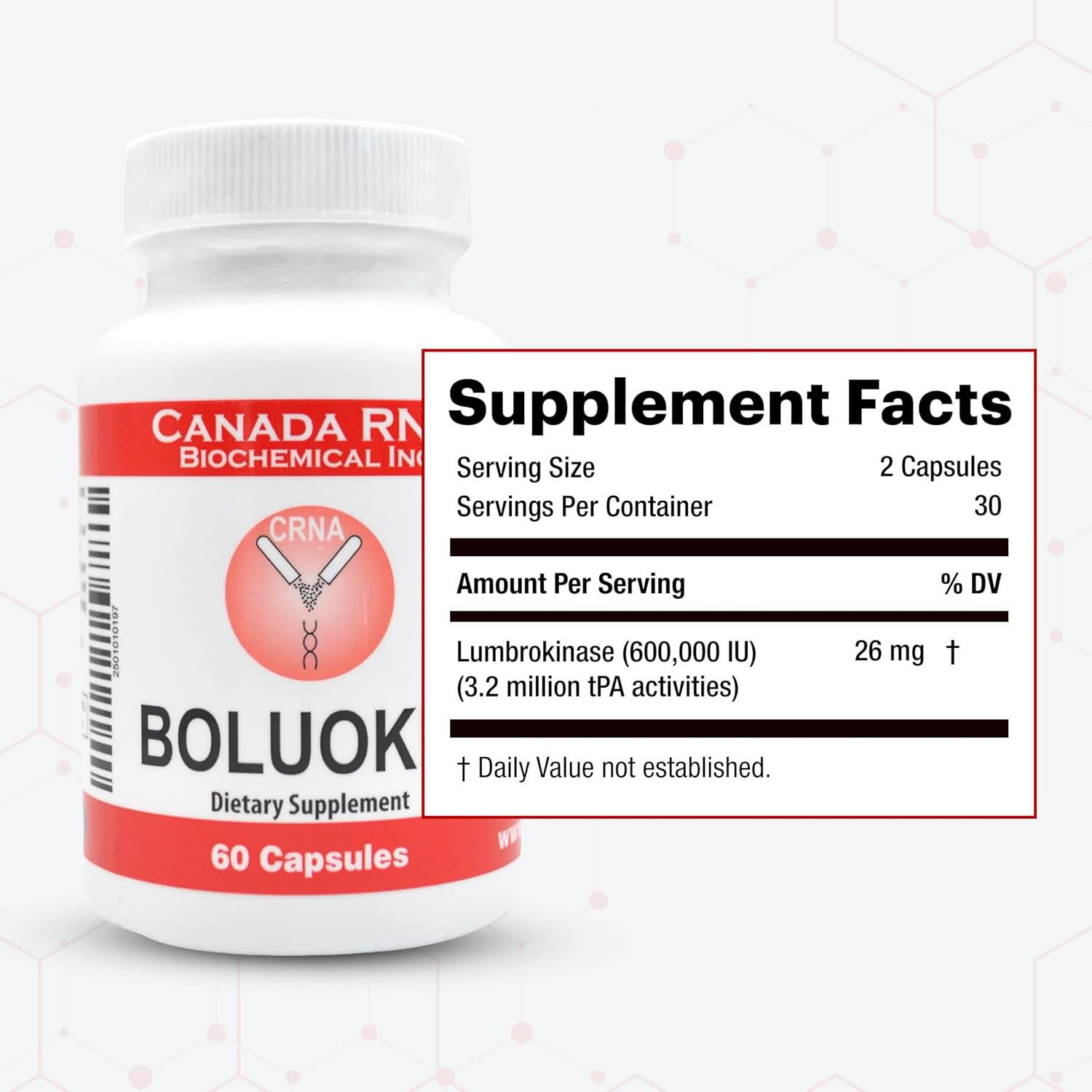 Boluoke Lumbrokinase Enzyme Supplement - Traditionally Inspired Circulatory Wellness Formula - Targeted Delivery Capsules - 60 Capsules