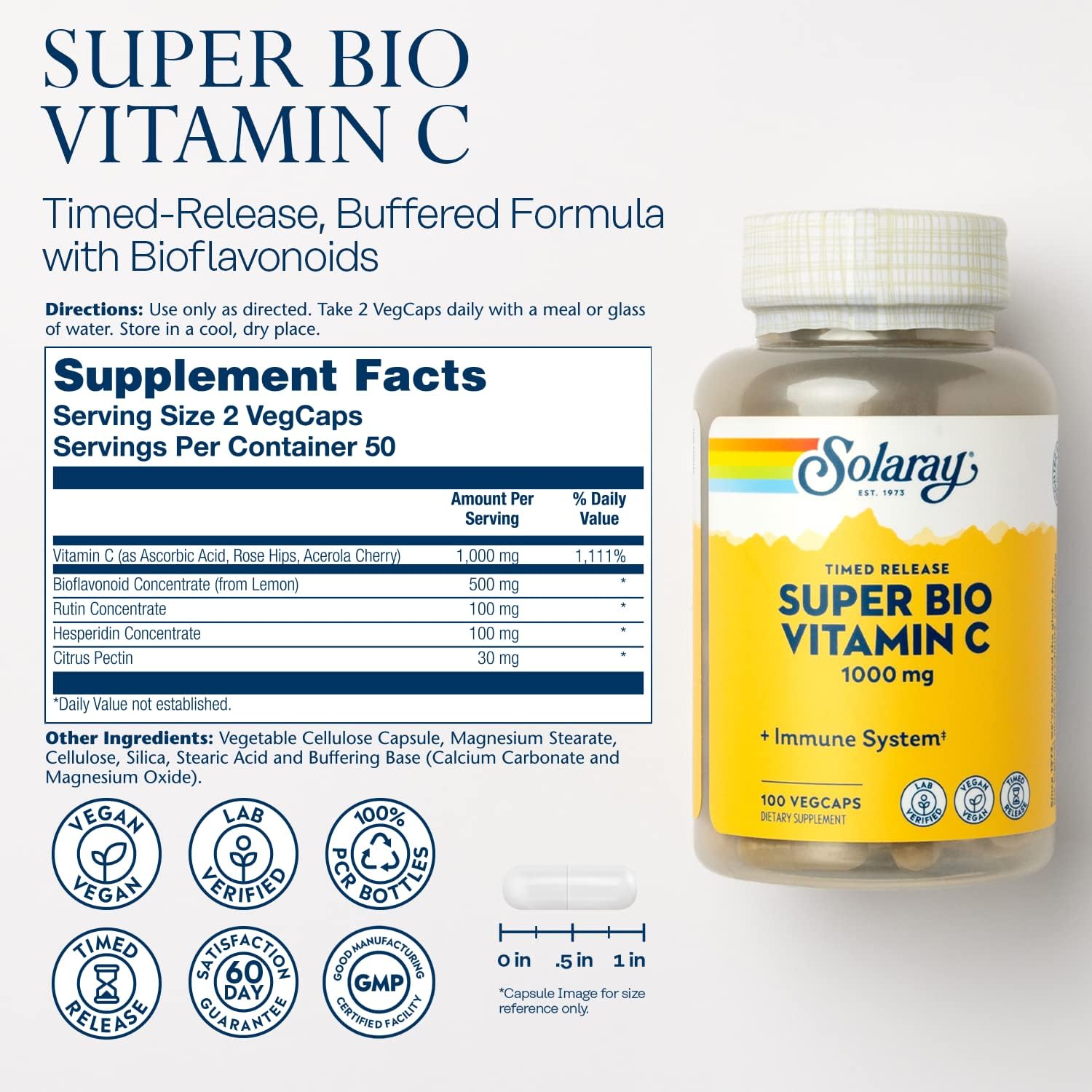 SOLARAY Super Bio Buffered Vitamin C 1000 mg Timed-Release