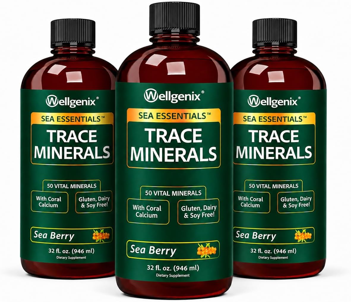 Wellgenix Sea Essentials Liquid Trace Minerals with Coral Calcium, 946 mL