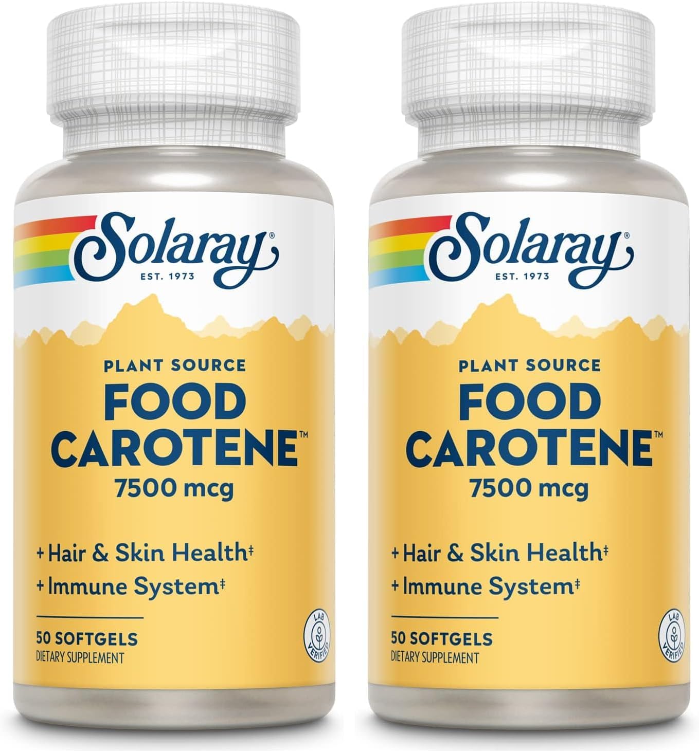 SOLARAY Food Carotene - Vitamine A sous forme de bêta-carotène 25 000 UI, 100 gélules molles