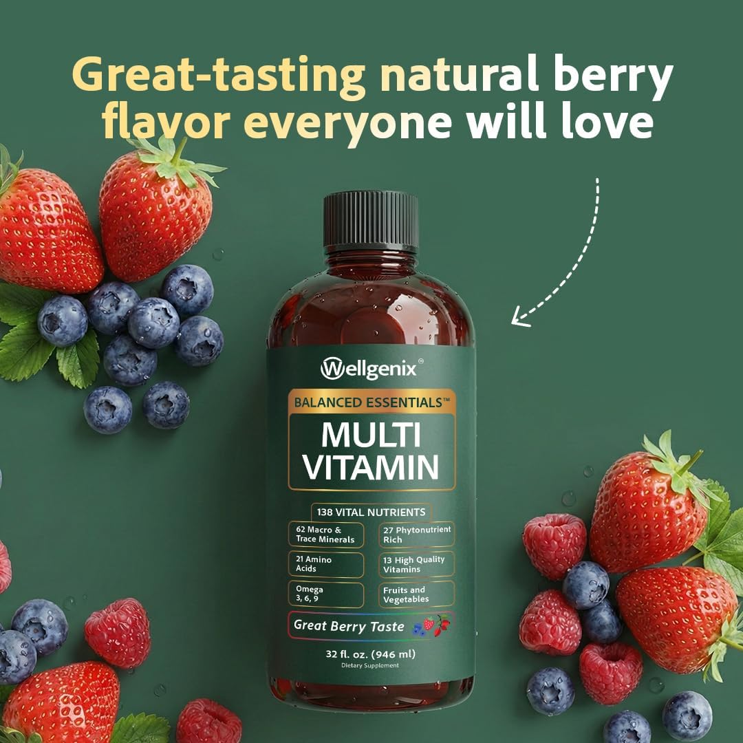 Wellgenix Balanced Essentials Liquid Multivitamin & Minerals – 946 mL (138 Nutrients per Serving)