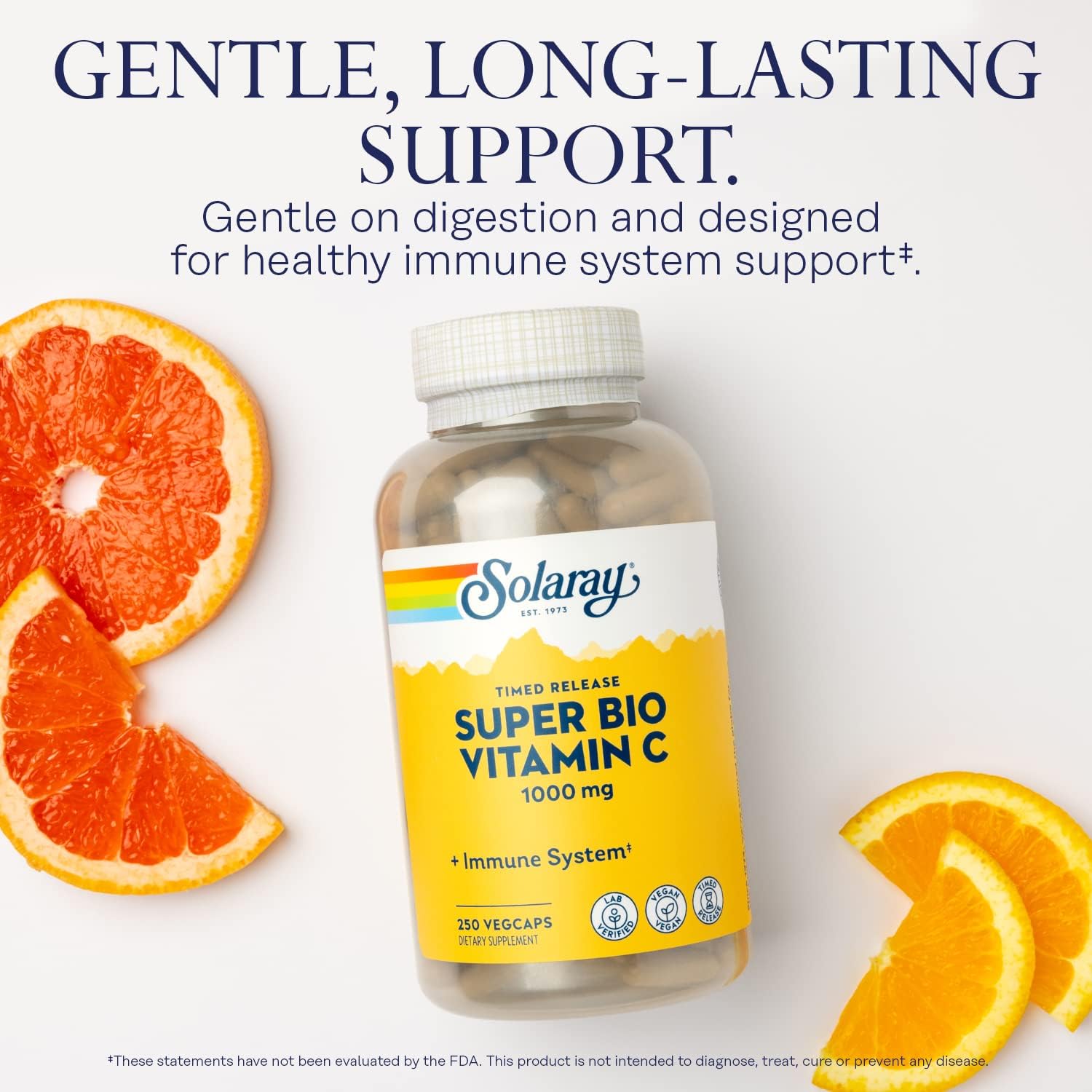 SOLARAY Super Bio Vitamin C 1000 mg – Buffered Timed Release with Bioflavonoids, 250 VegCaps