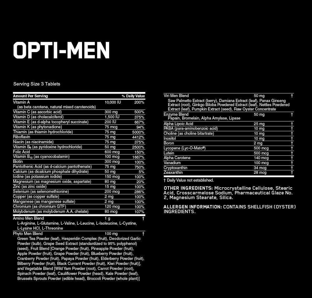 Optimum Nutrition Opti-Men Daily Multivitamin Supplement, 90 Capsules