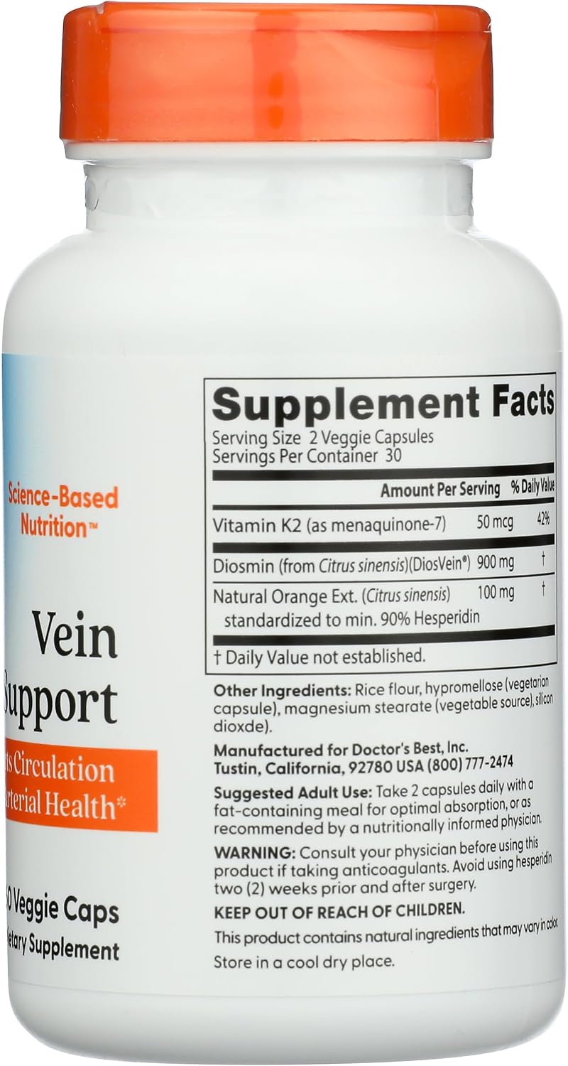 Doctor's BEST Vein Support with DiosVein & MenaQ7, 60 Capsules