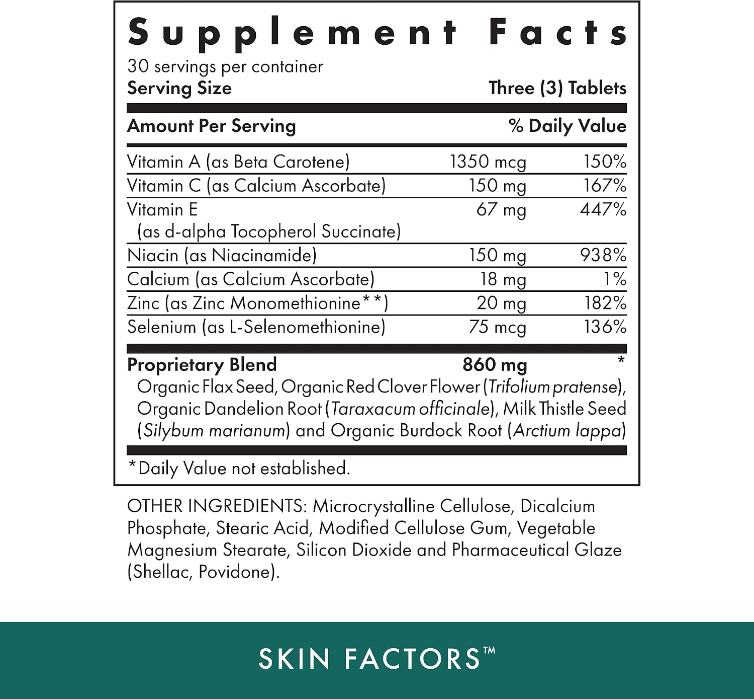 Michael's Health Naturopathic Programs Skin Factors – Daily Formula for Radiant Skin – 90 Vegetarian Tablets