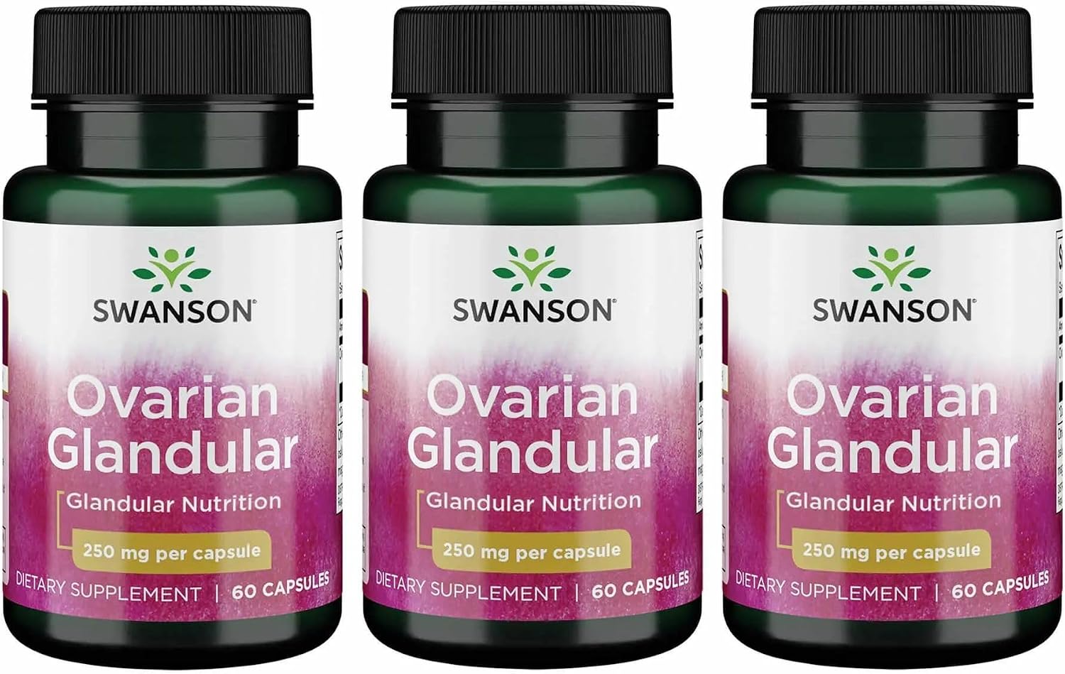 Swanson Ovarian Glandular Supplement - Women's Glandular Health and Hormonal Balance Support - Premium Bovine Tissue - 60 Capsules, 250 mg Each