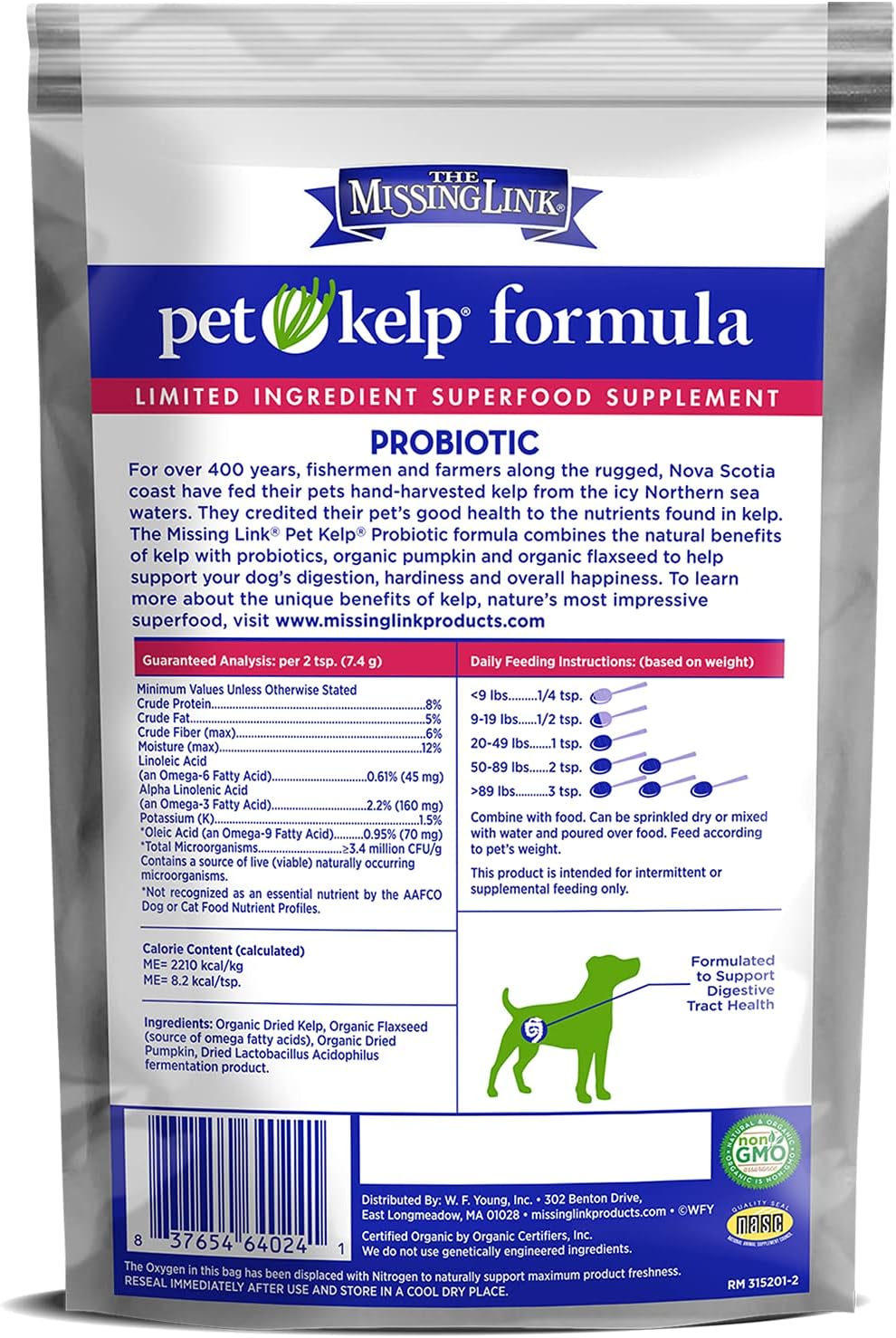The Missing Link Pet Kelp Canine Probiotic - Organic & Limited Ingredient Formula for Digestive Health (227 g)