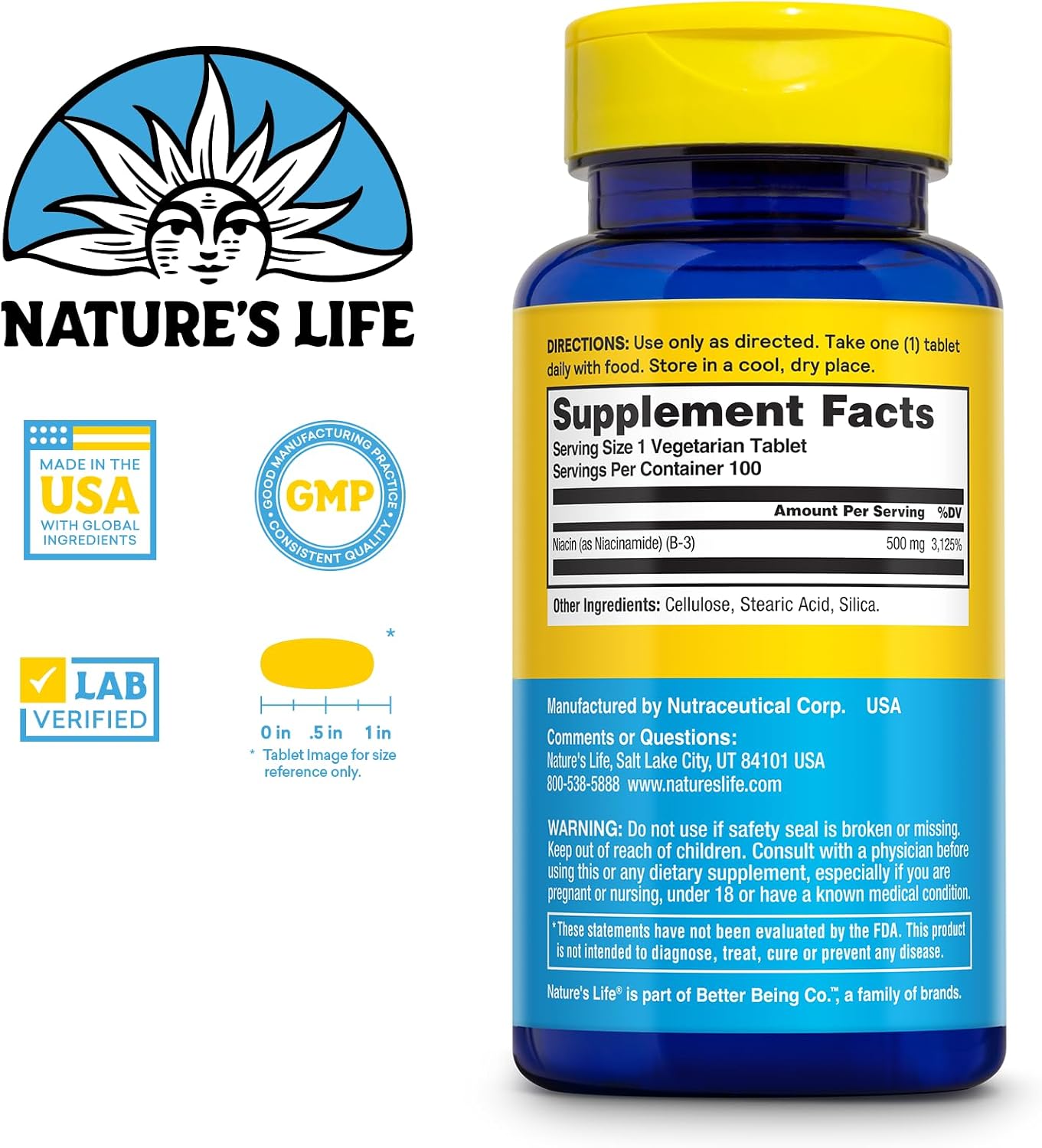 Nature's Life Niacinamide 500 mg – No-Flush Vitamin B3