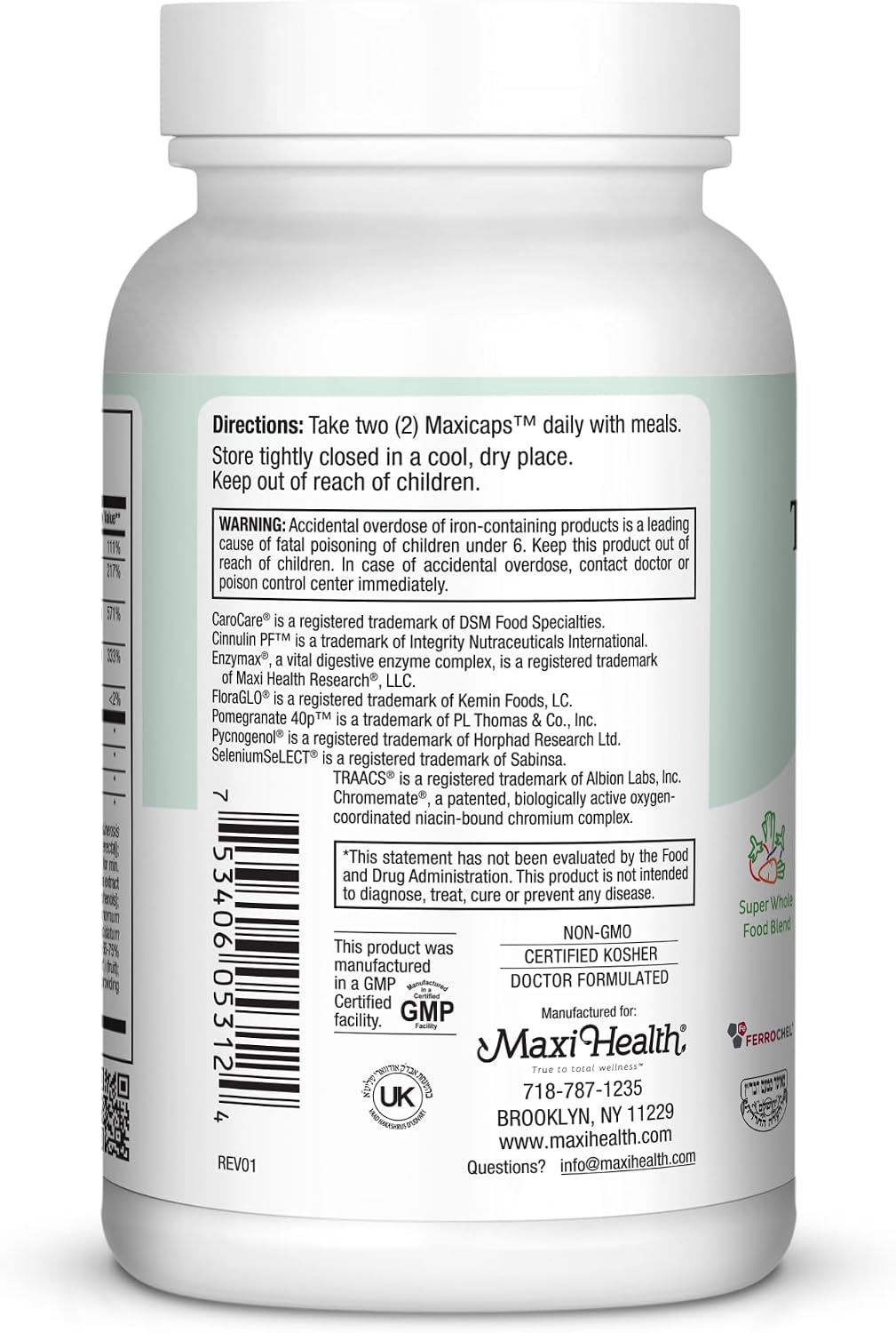 Maxi Health Multivitamin for Men and Women – Complete Daily Vitamins with Minerals – Kosher & Vegan – 120 Capsules