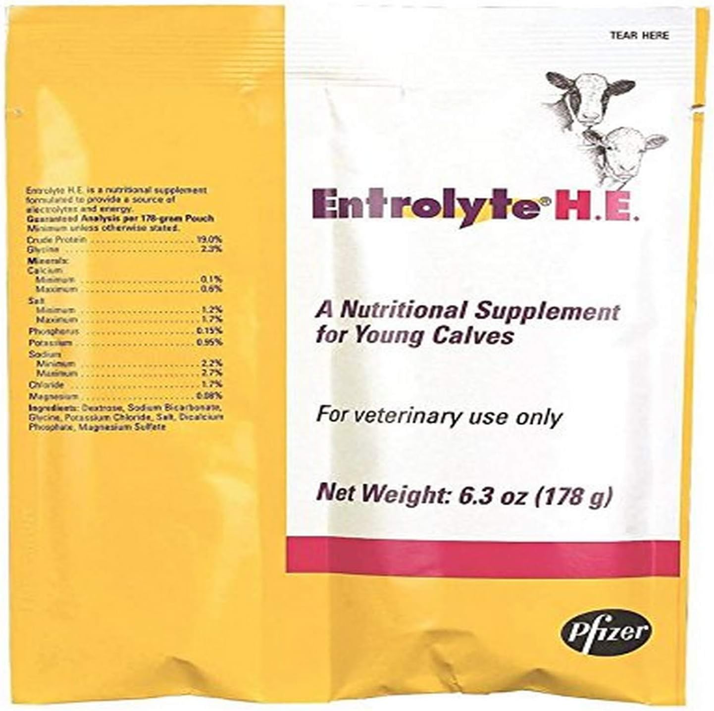 RS Animal Health 8152 Electrolyte H.E. Packets for Young Calves, 178 g