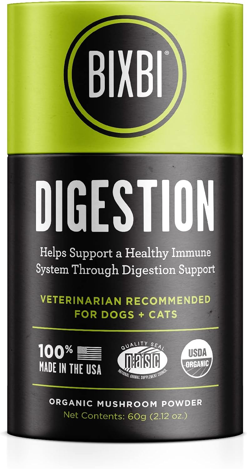 BIXBI Dog & Cat Skin & Coat Support, 2.12 oz (60 g) - All Natural Organic Pet Superfood - Daily Mushroom Powder Supplement - görsel 8