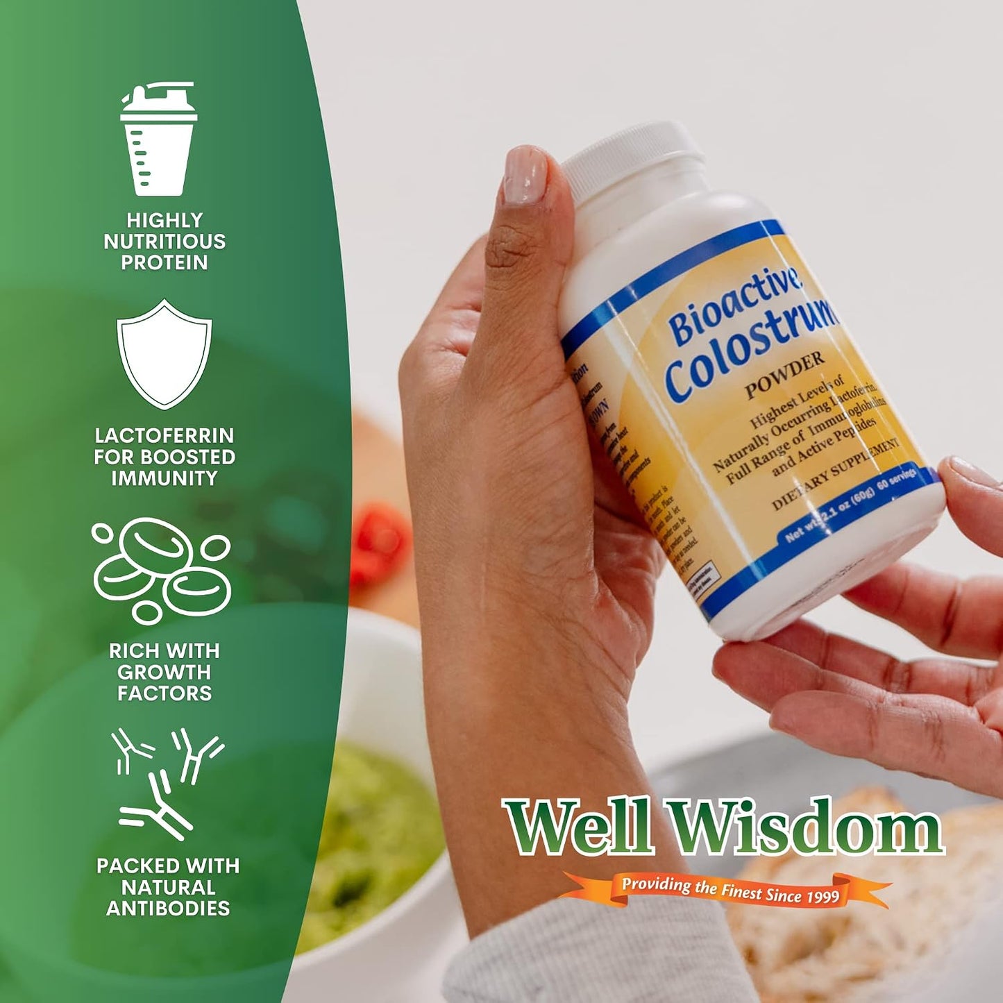 Bioactive Colostrum Well Wisdom – Grass-Fed Bovine Colostrum Powder, 60 g - görsel 3