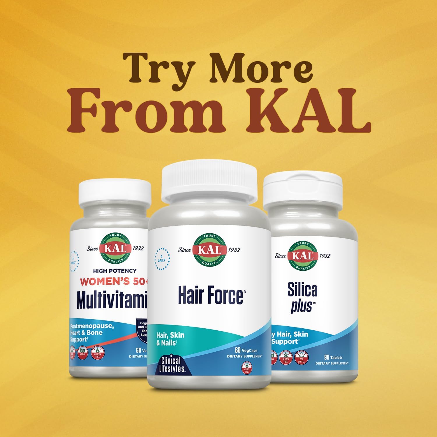 KAL Hair Force Supplement – High Potency Biotin for Hair, Skin and Nails, 60 Vegetable Capsules