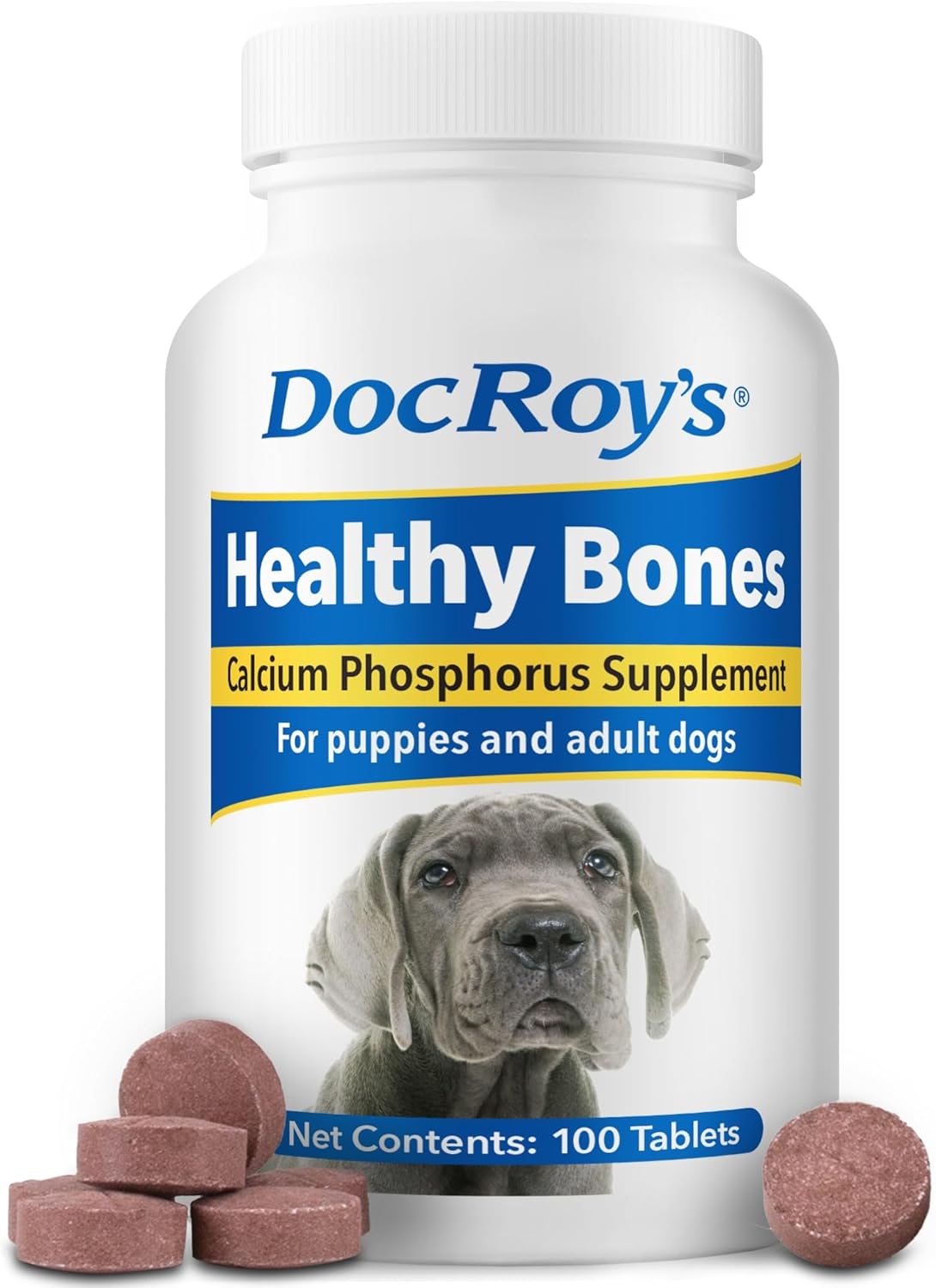 Doc Roy's Healthy Bones Calcium Phosphorus Supplement - Roast Beef & Liver Flavour, 100 Chewable Tablets