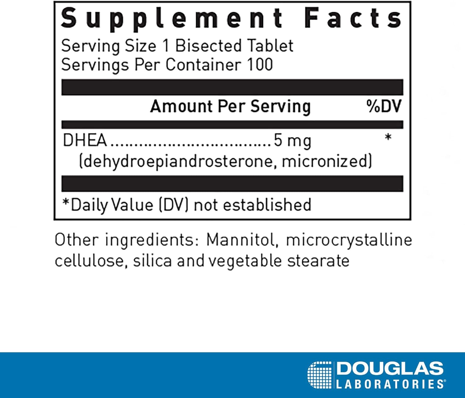 Douglas Laboratories DHEA 5 mg Dissolvable Tablets - Non-GMO - 100 Tablets