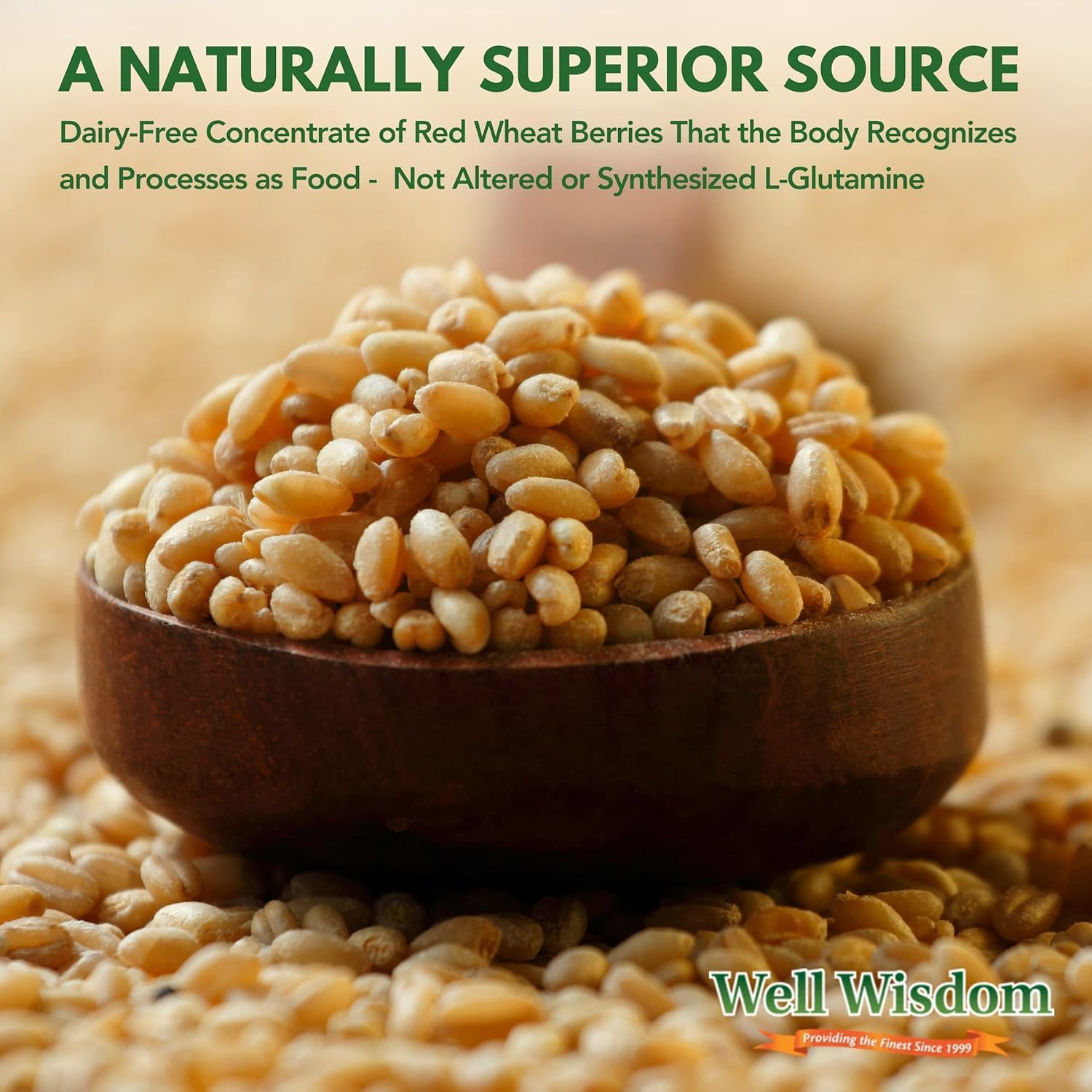 Well Wisdom Glut Immune - Covalent Bonded Glutamine Powder, Dairy-Free, 300 g (60 Servings)