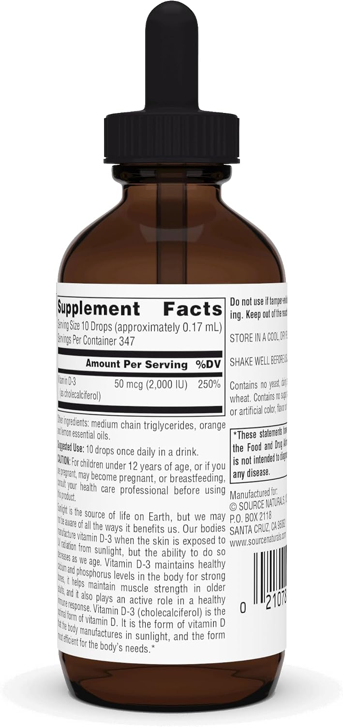 Source Naturals Vitamin D-3 Liquid Drops, 2000 IU, 2 fl oz (59 mL)