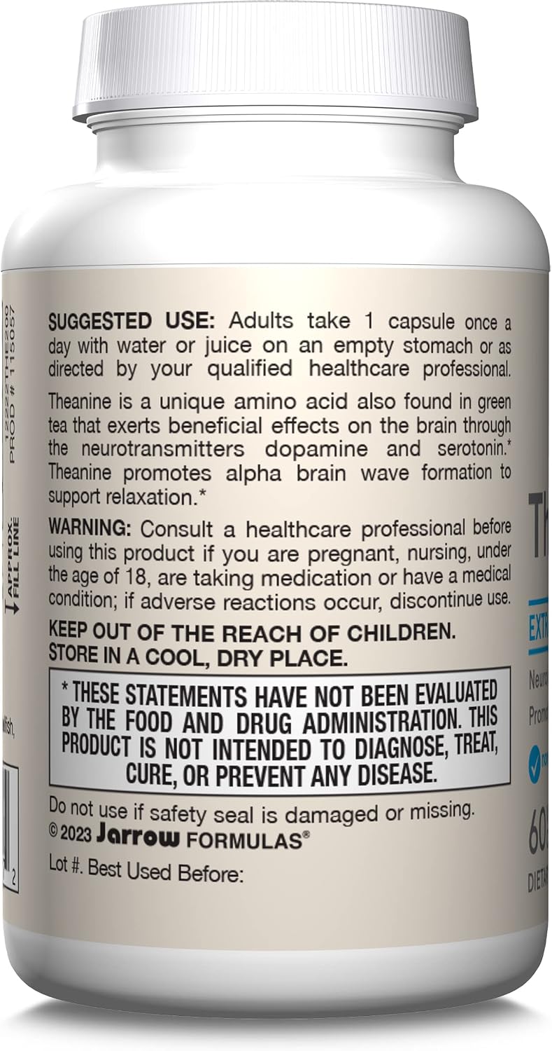 Jarrow Formulas Extra Strength L-Theanine 200 mg - 60 Veggie Capsules
